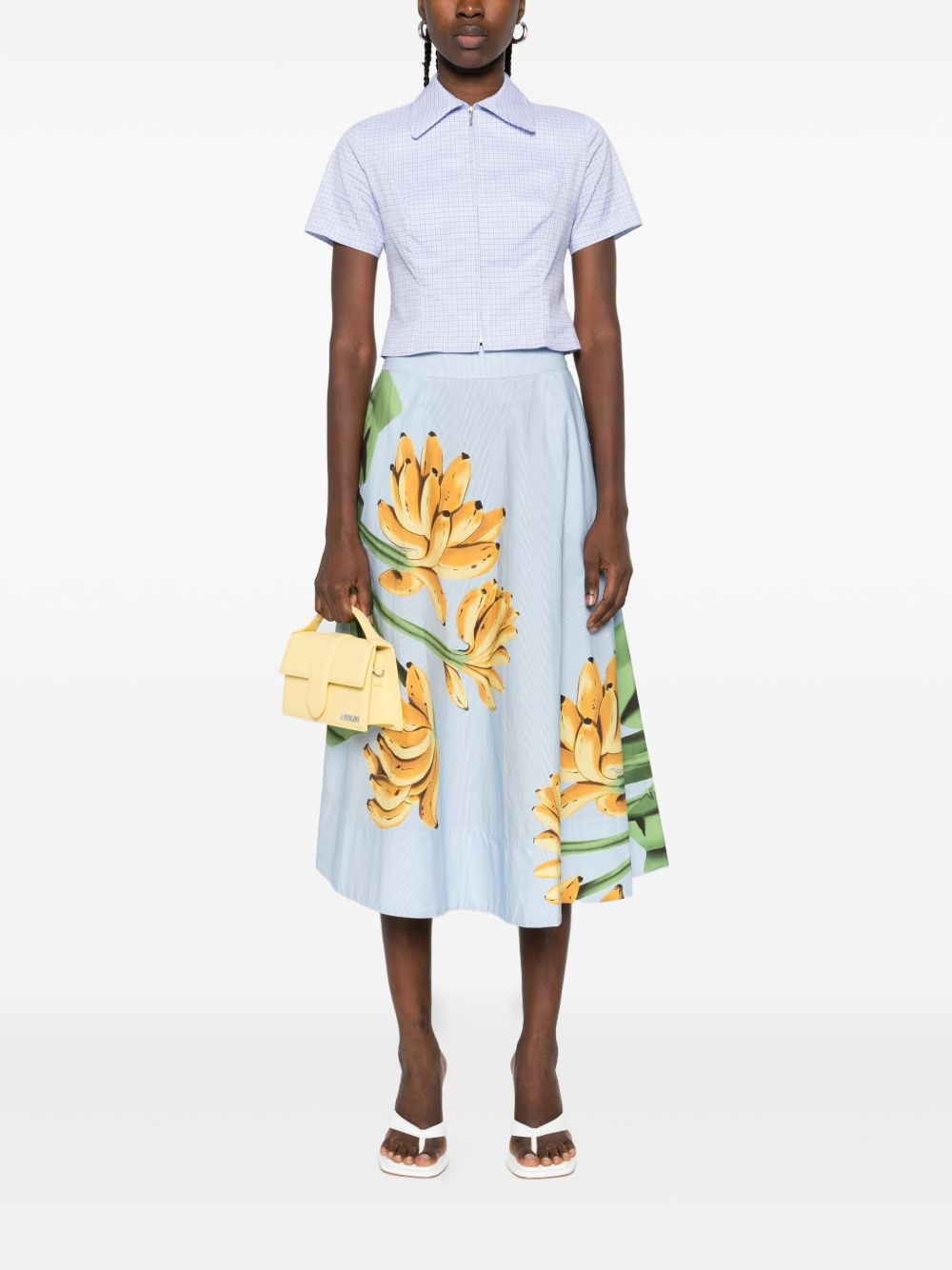 banana-print cotton midi skirt - 2