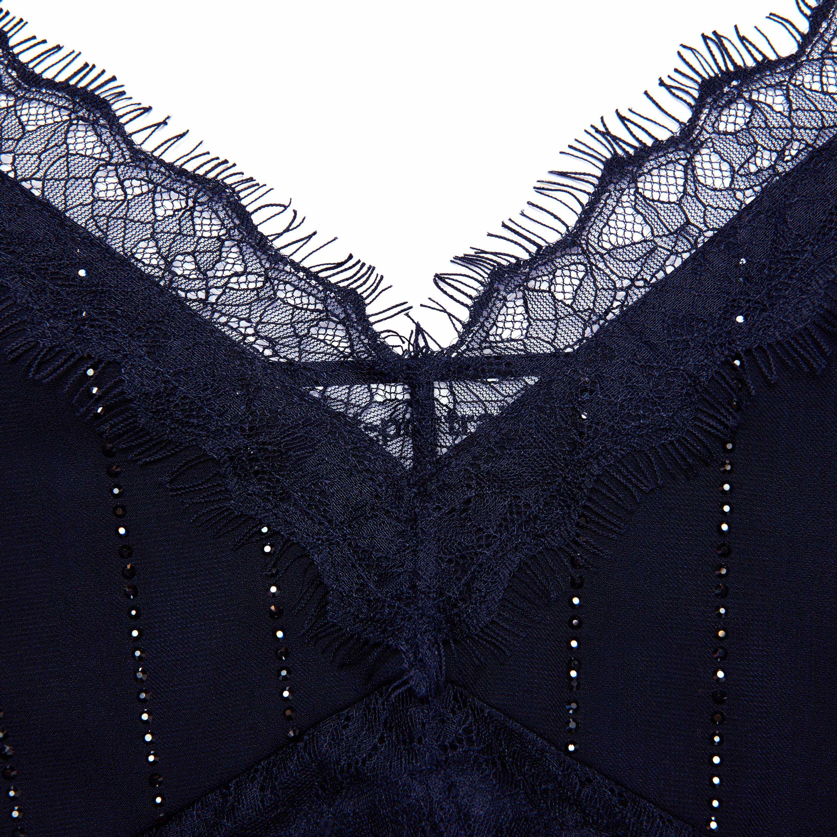 Navy Rhinestone Pinstripe Cami Top - 5