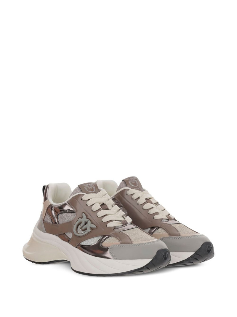 PINKO metallic-panel lace-up sneakers outlook