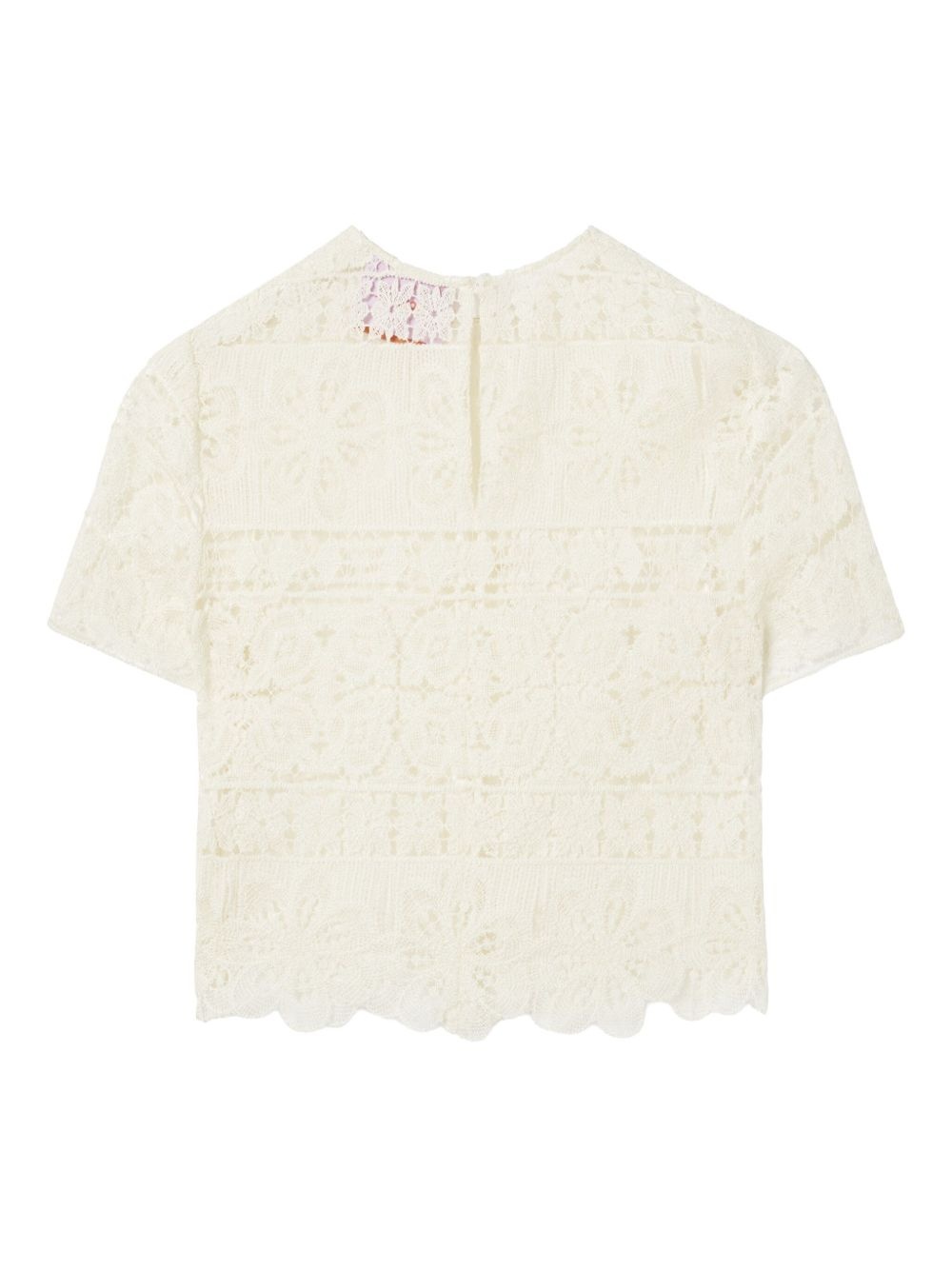 Aria lace-embroidered cropped top - 5