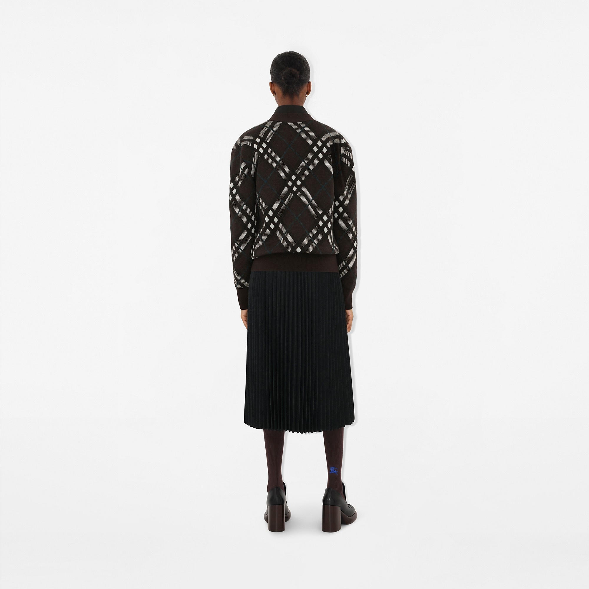 Check Wool Blend Cardigan - 4
