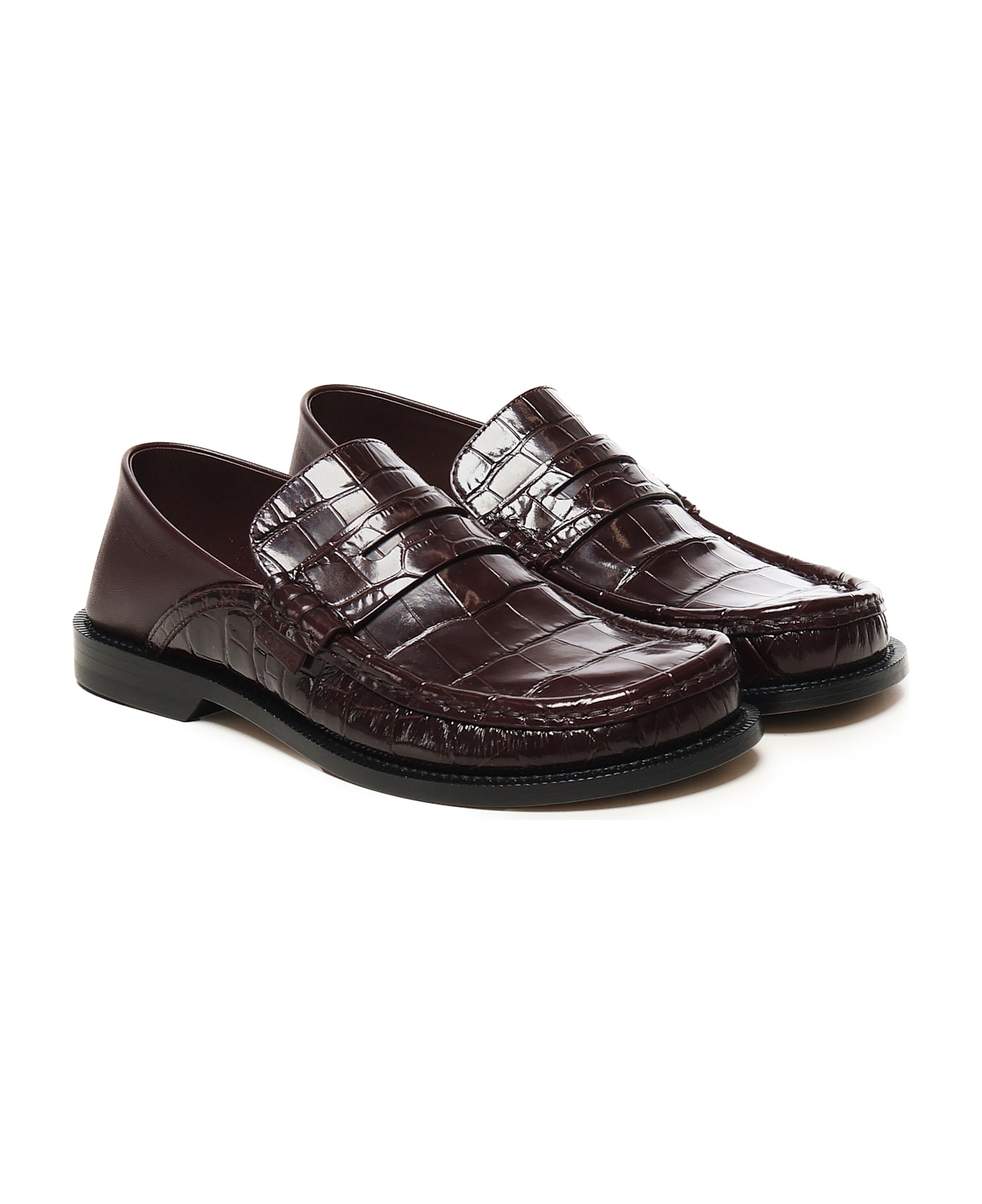 Burgundy Leather Campo Loafers - 2