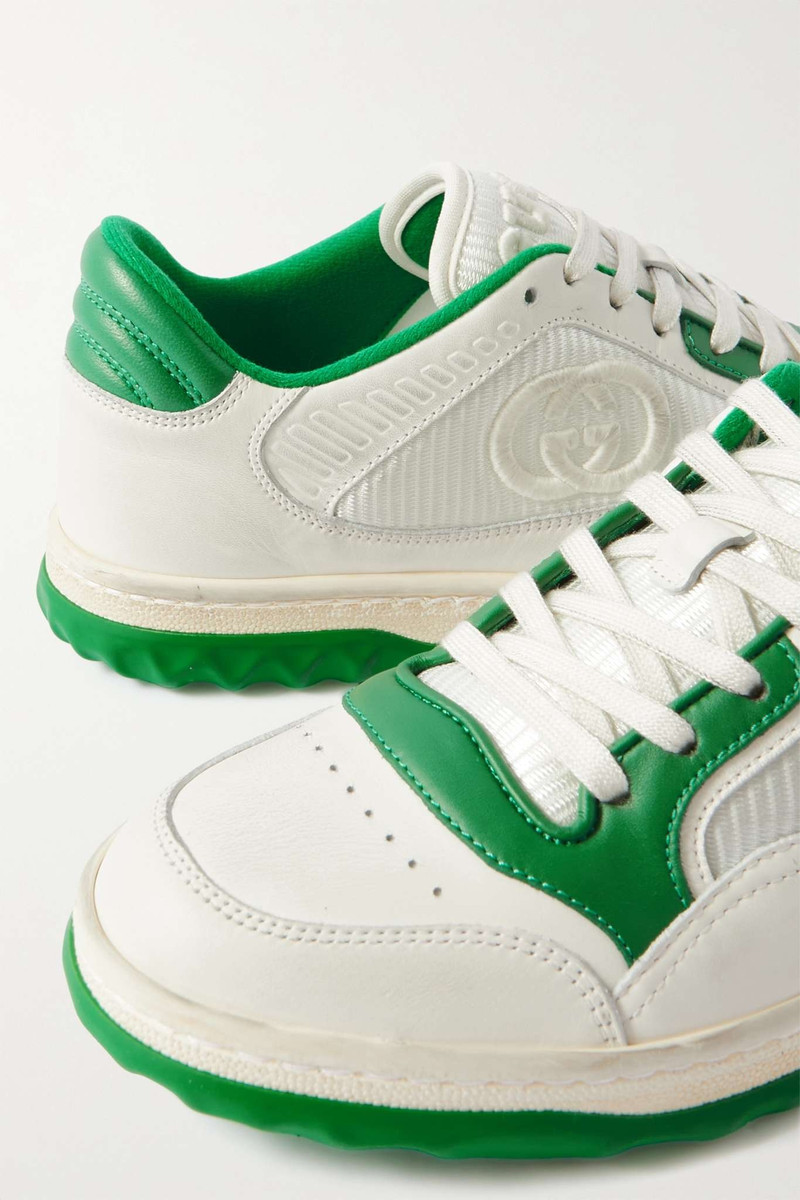 MAC80 mesh-trimmed distressed leather sneakers 4