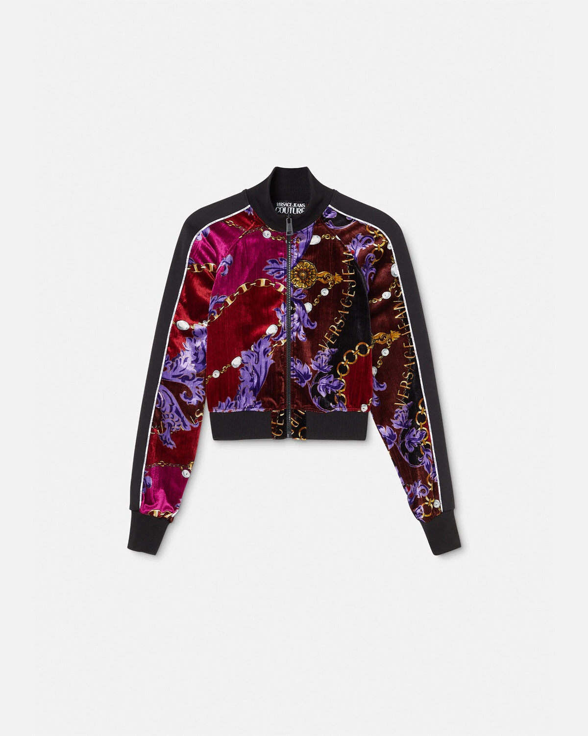 Chain Couture Velvet Zip Sweatshirt - 1