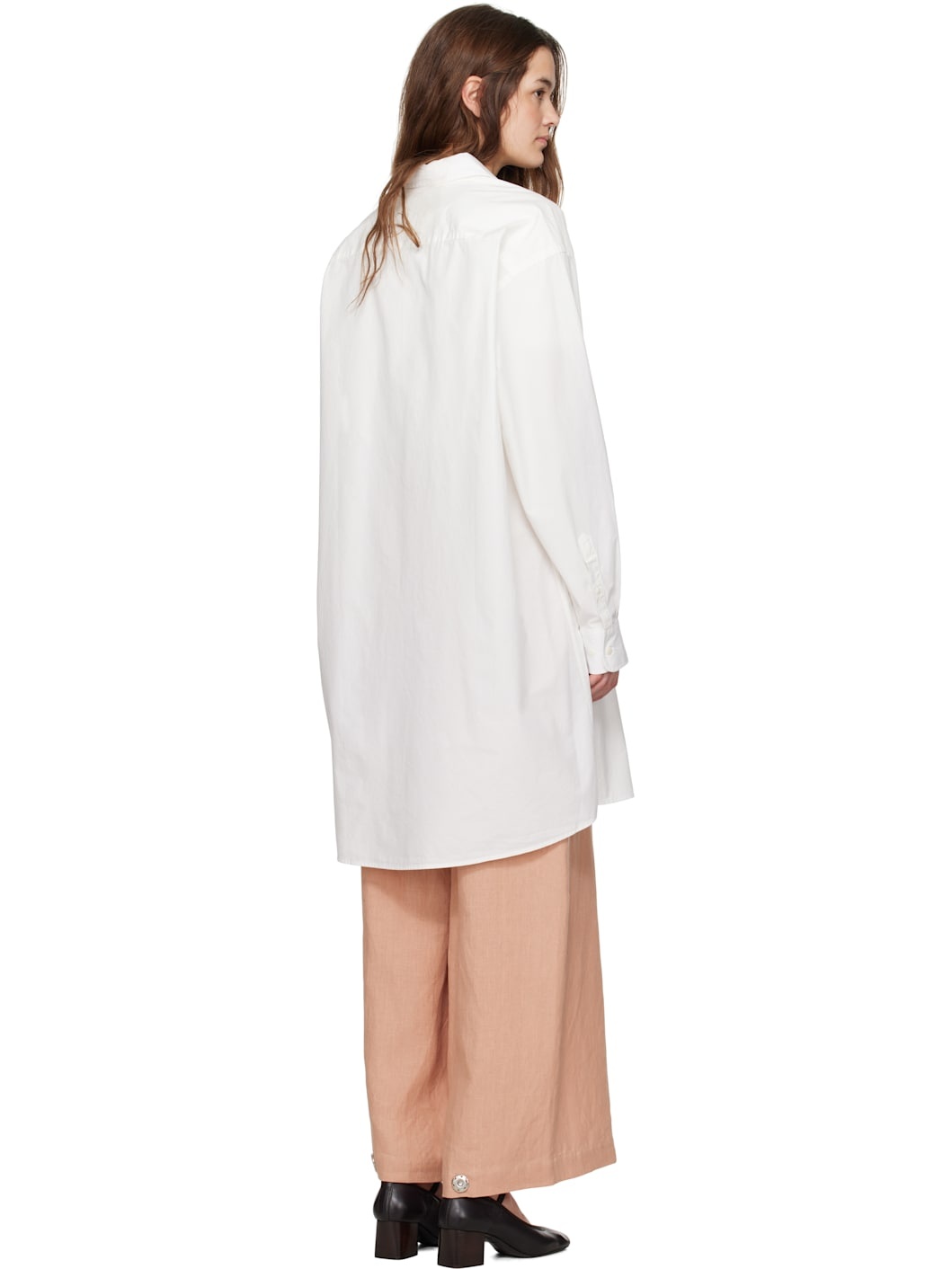 White Claude Shirt Midi Dress - 3