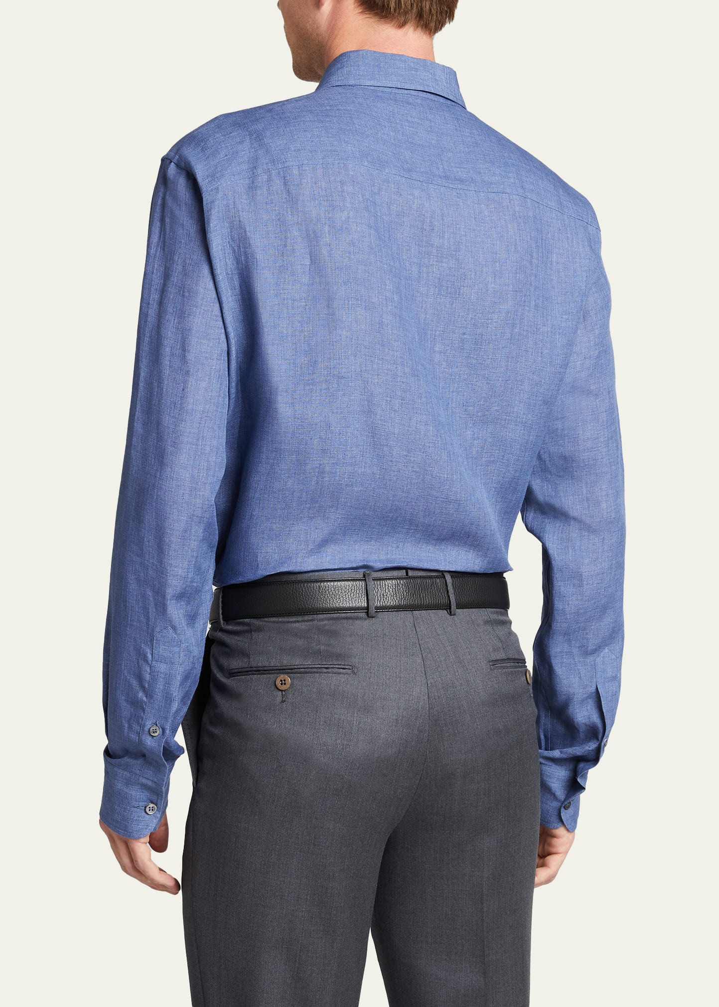 Men's Solid Linen Sport Shirt - 3