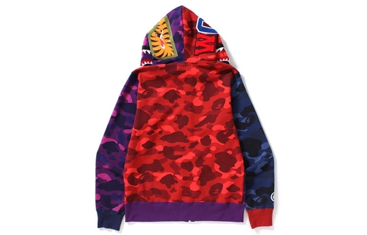 A Bathing Ape Shark Camo Full Zip Hoodie 'Purple Red Blue' 1D70-115-009 - 4