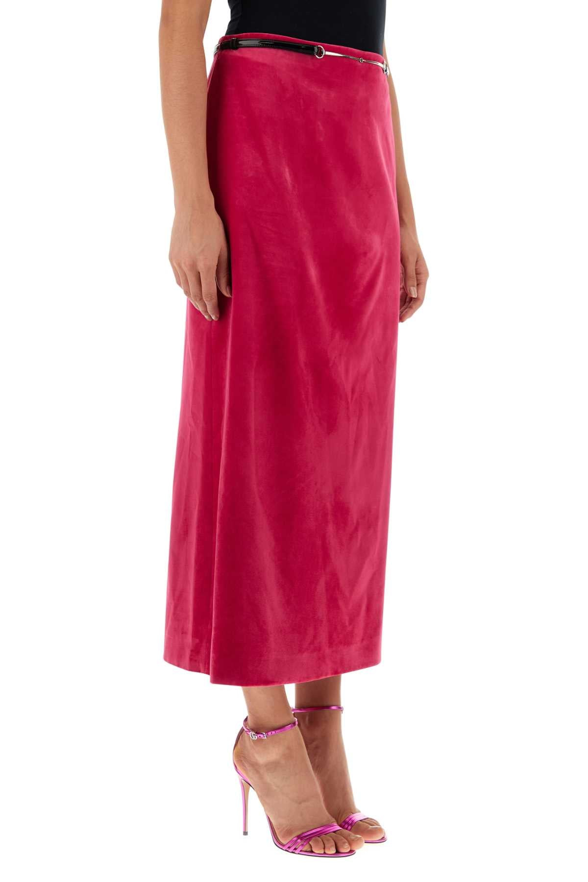 Gucci Women Fuchsia Velvet Skirt - 3