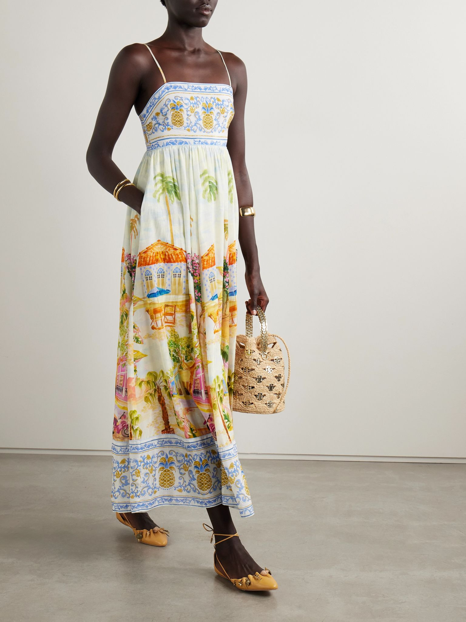 Aracati gathered printed cotton and LENZING™ ECOVERO™-blend voile maxi dress Multi - 2