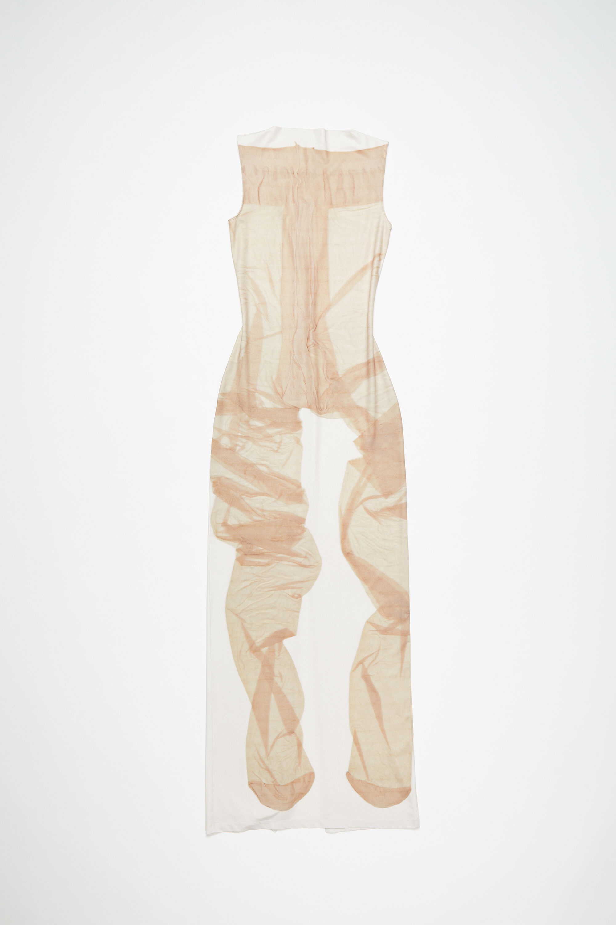 Print long dress - White/beige - 1