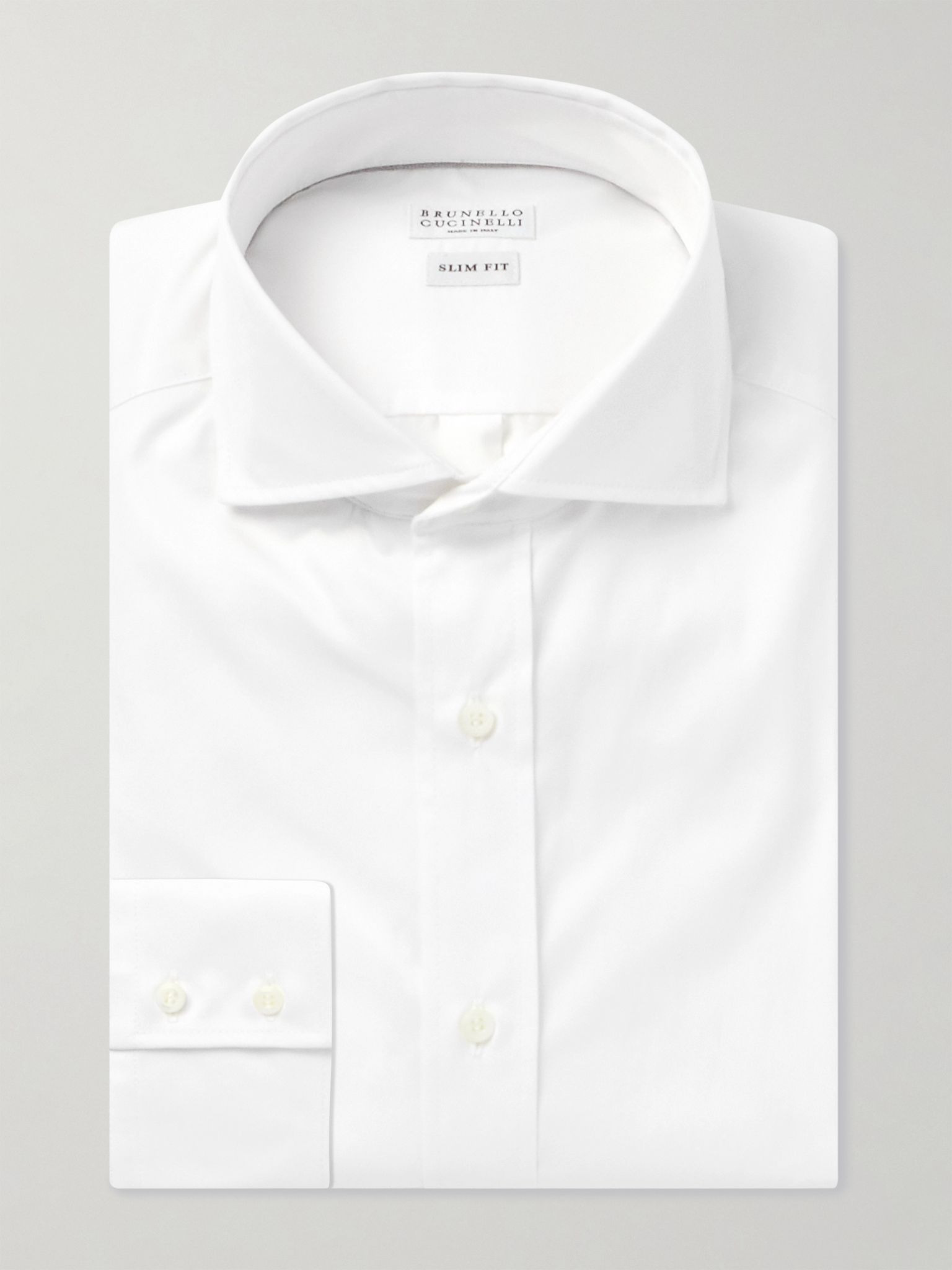 Cutaway-Collar Cotton-Twill Shirt White - 1