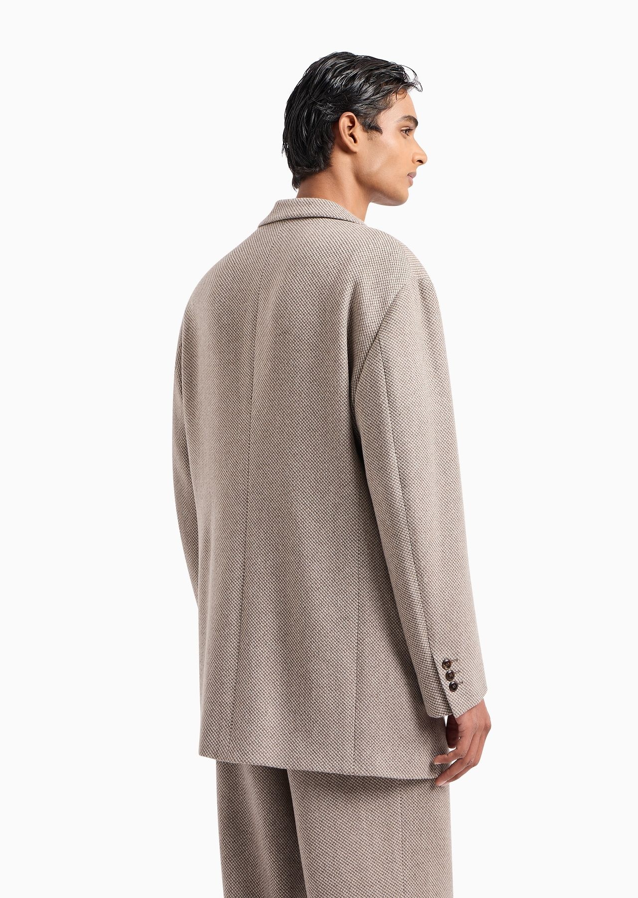 Single-breasted Heritage Line jacket in a two-tone cashmere and wool knit - 3