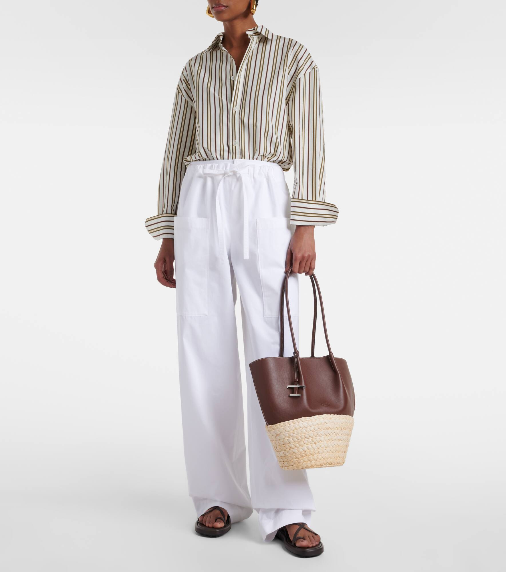 Leather and straw shopper - 5
