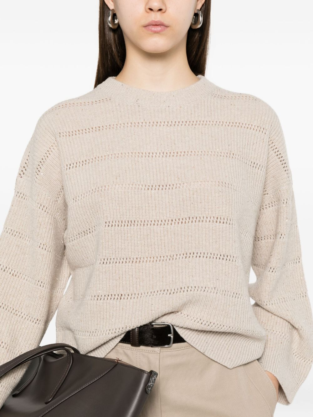 striped open-knit sweater - 5