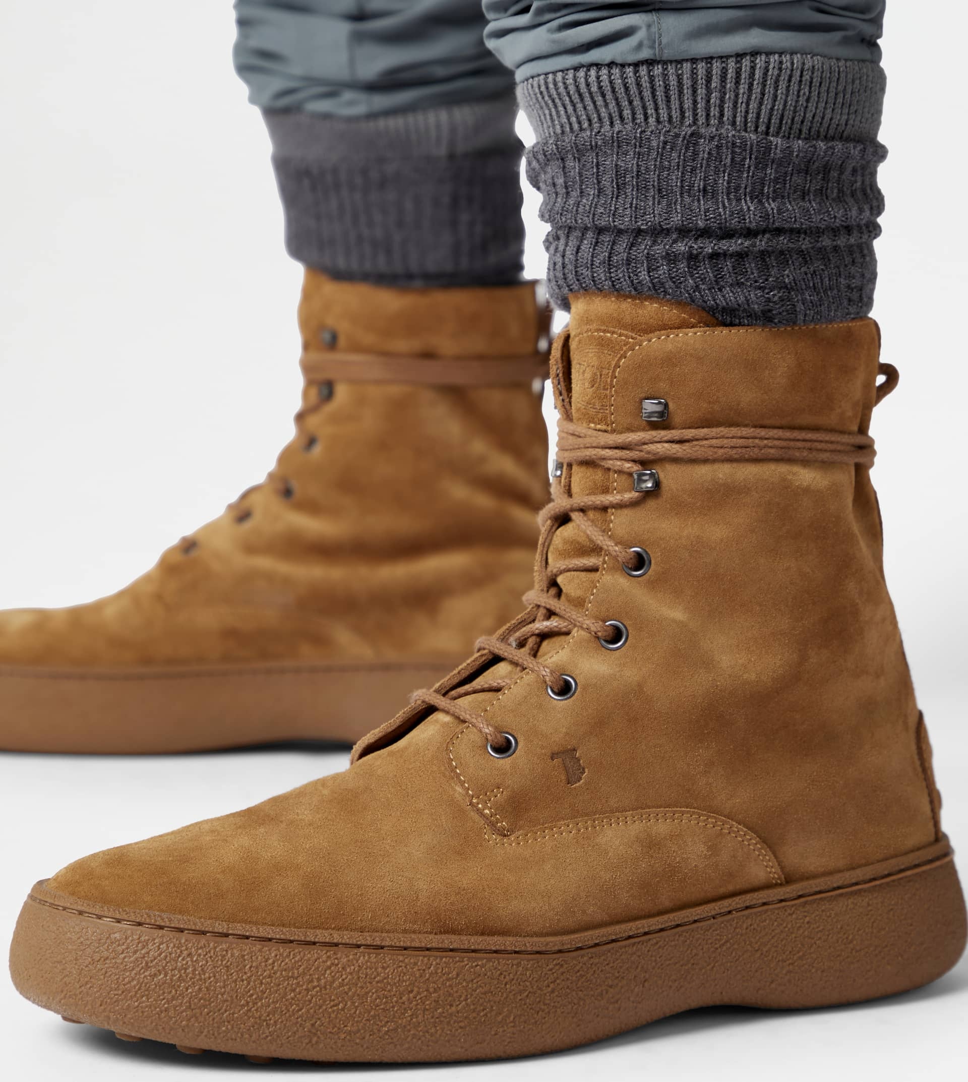 TOD'S W. G. LACE-UP ANKLE BOOTS IN SUEDE - BROWN - 2