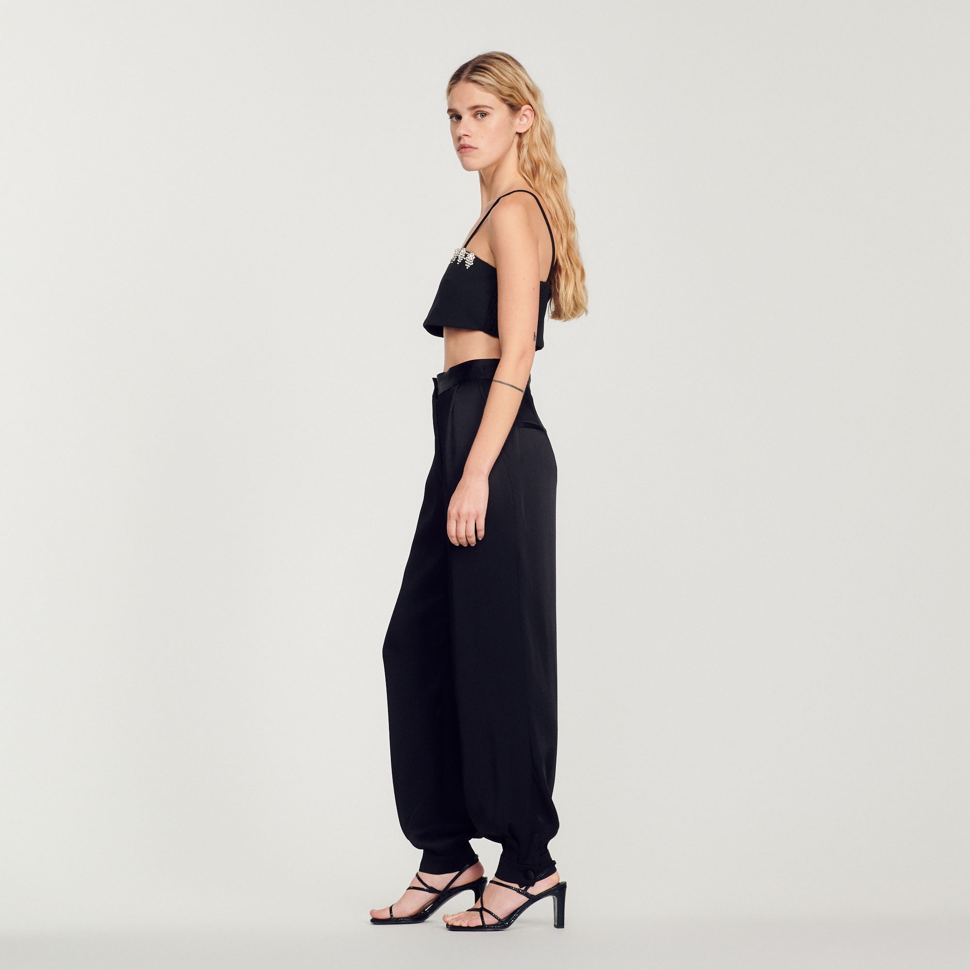 Satin pants with embellished detail - 7