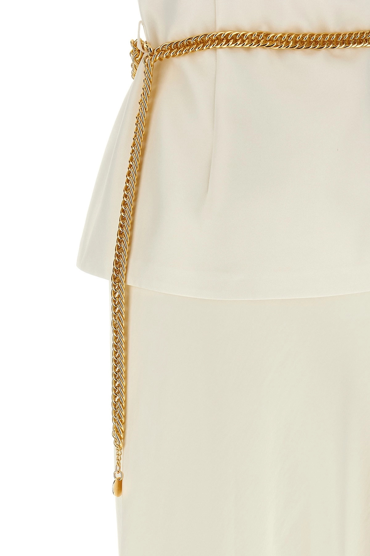 'Cream Taffeta Chain Belt Maxi' dress - 4