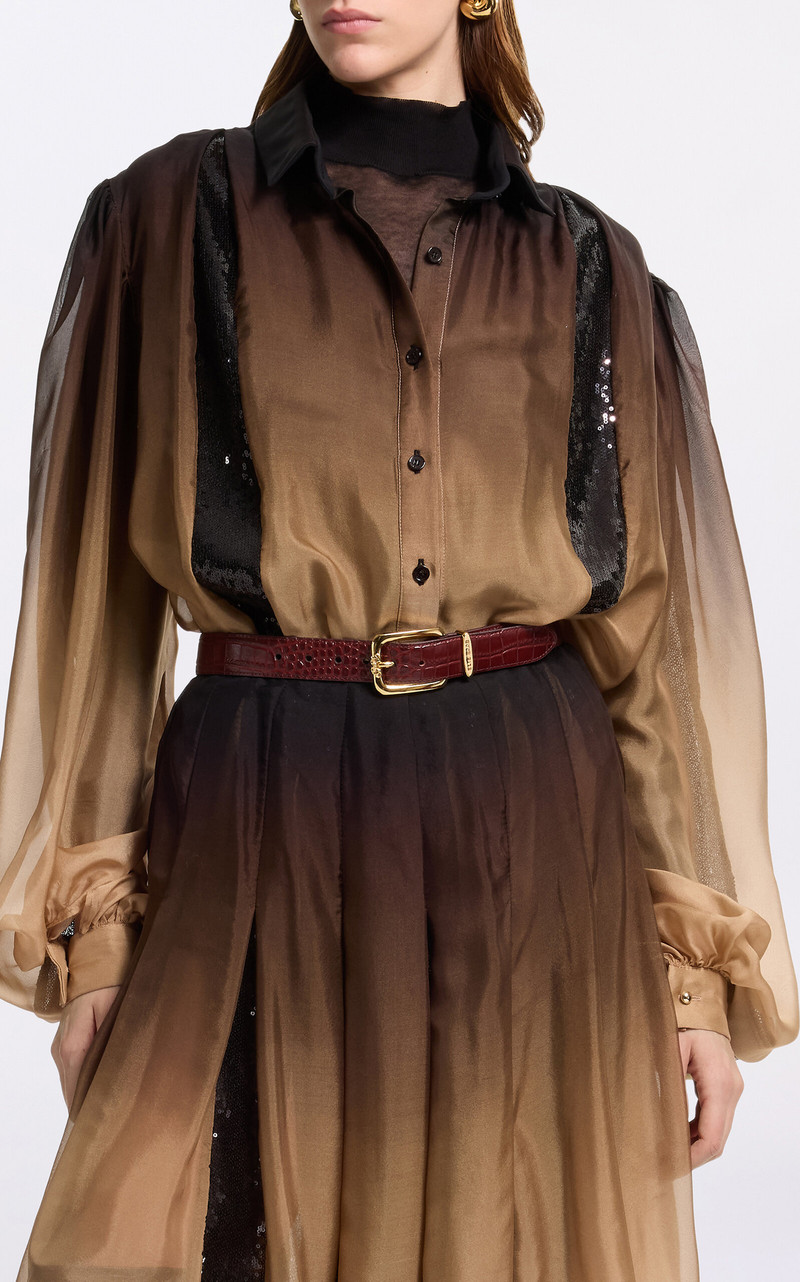 Ombré Chiffon Shirt brown 3