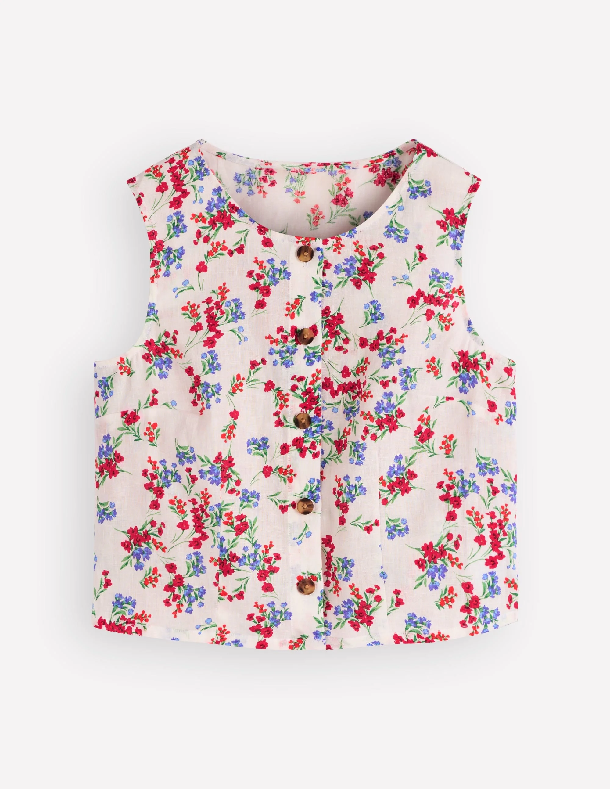 Andrea Linen Shell Top-Ivory, Bloom Scatter - 1