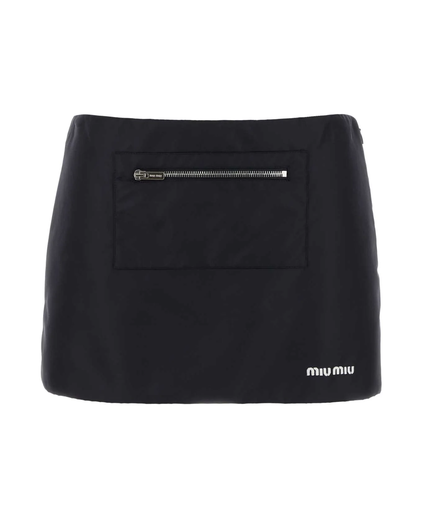 Navy Blue Nylon Mini Skirt - 1