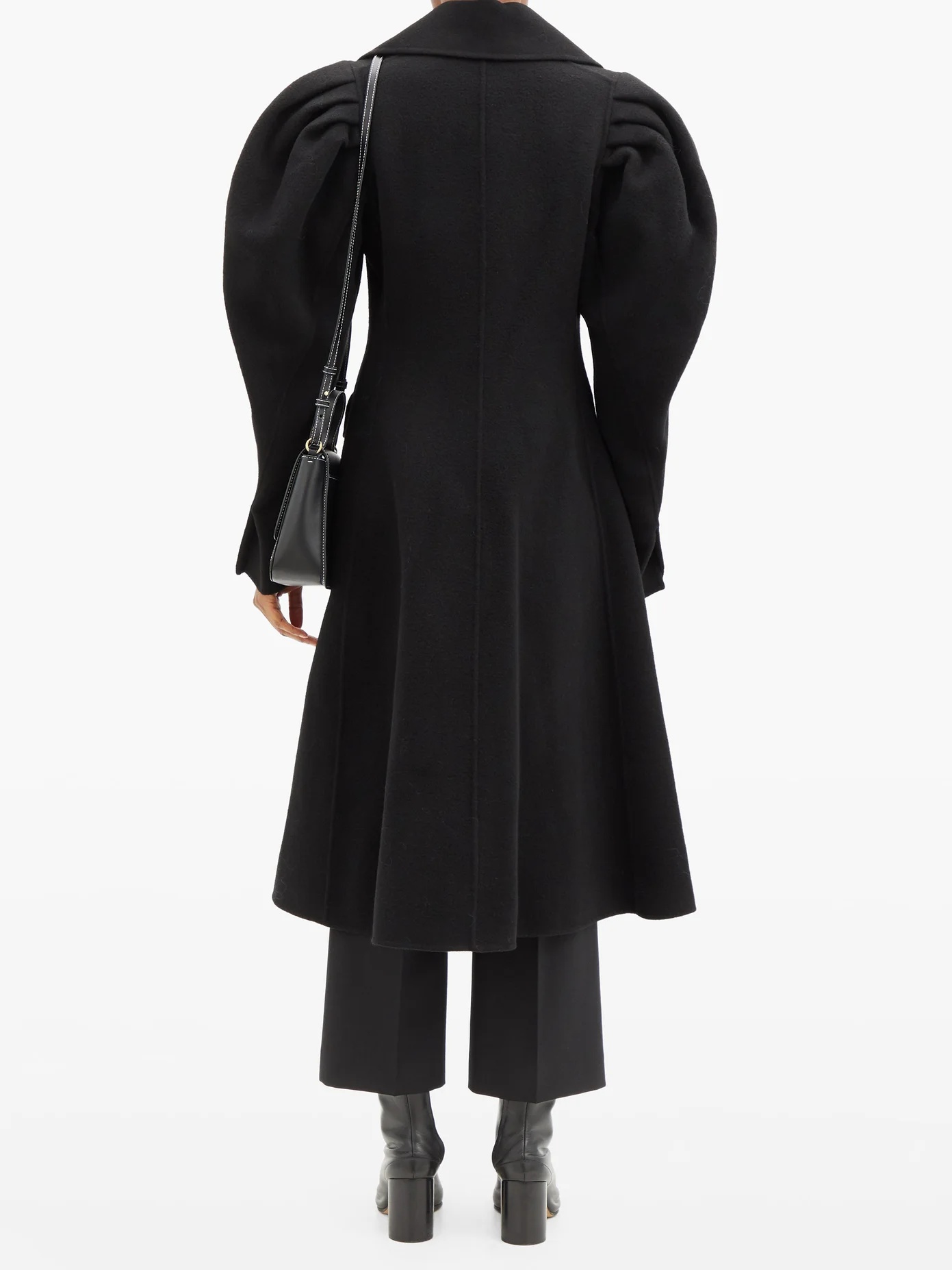 Puff-shoulder single-breasted wool coat - 6