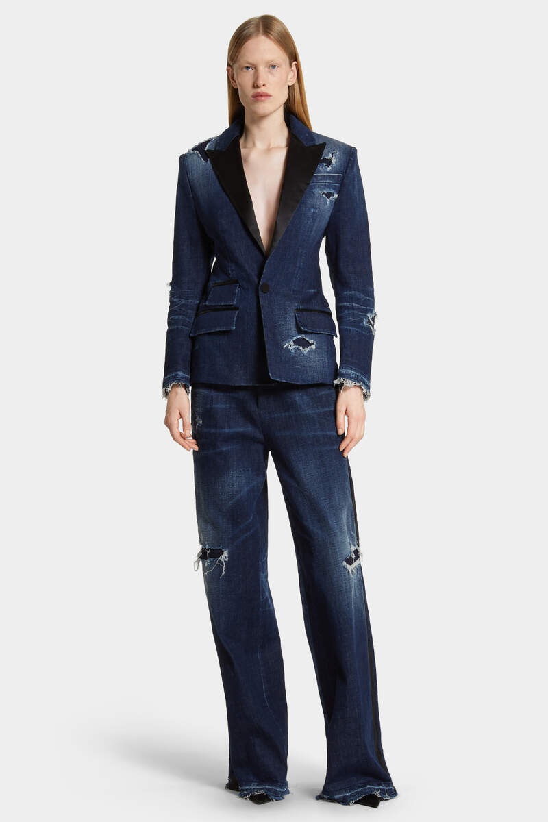 DARK RIPPED WASH DARK RIPPED TUXEDO BLAZER - 6