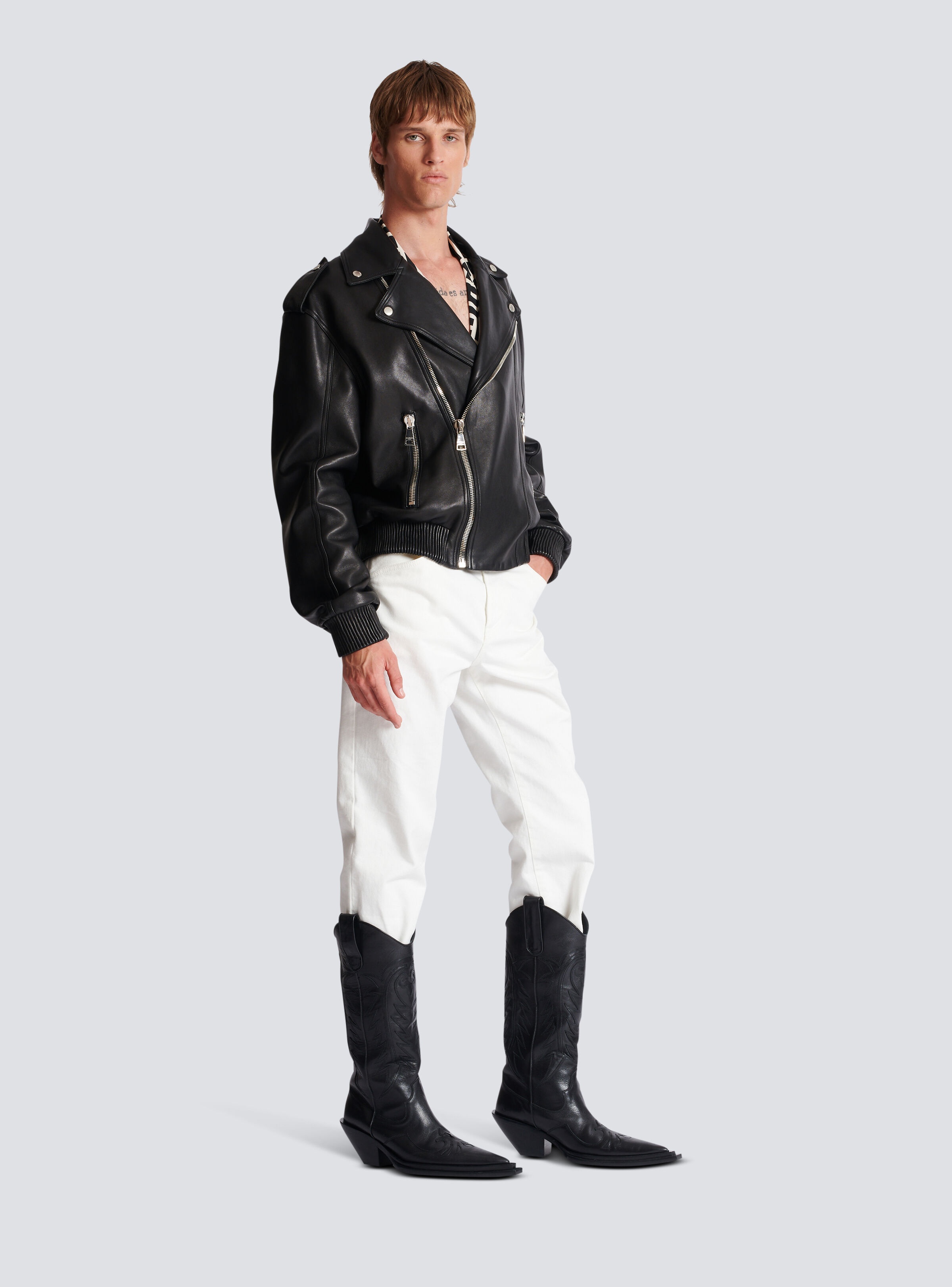 Leather bomber jacket - 3