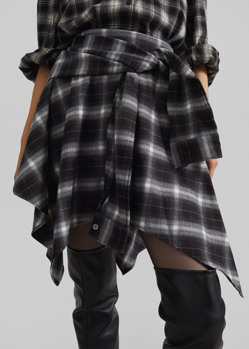 Alix Tie Skirt - Black Plaid 6