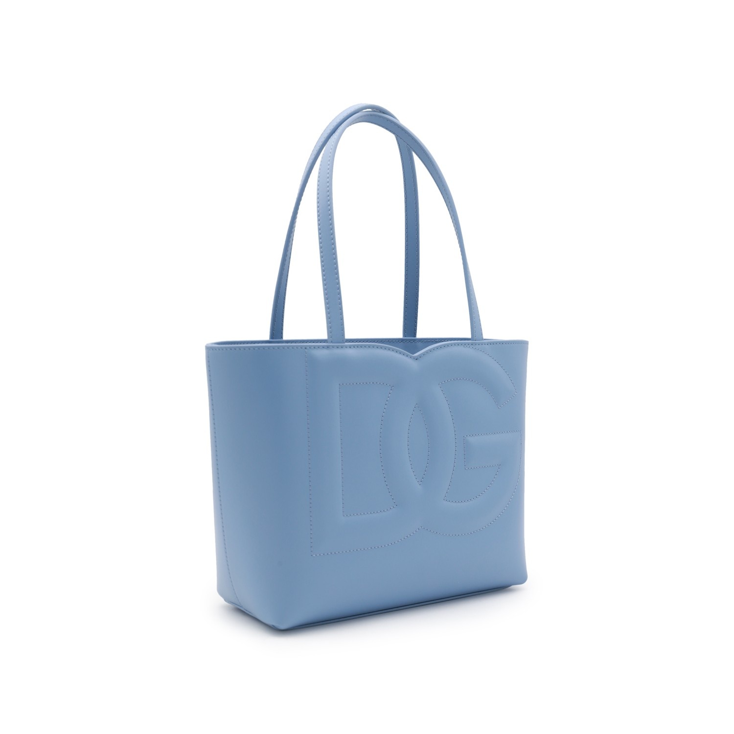 LIGHT BLUE LEATHER TOP HANDLE BAG - 2