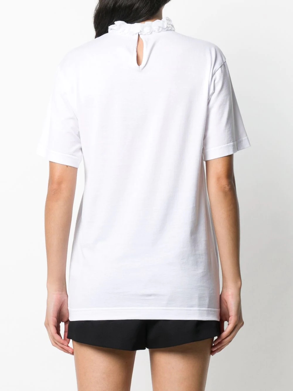 ruffle-neck logo T-shirt - 4