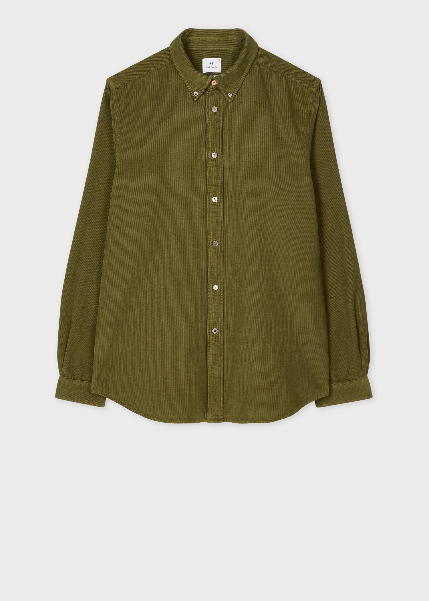 Tailored-Fit Khaki Corduroy Button-Down Shirt - 1