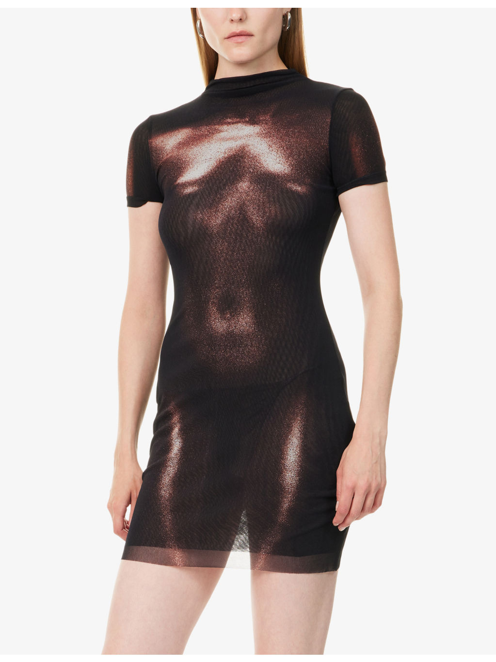 Slim-Fit High Neck Woven Mini Dress - 3