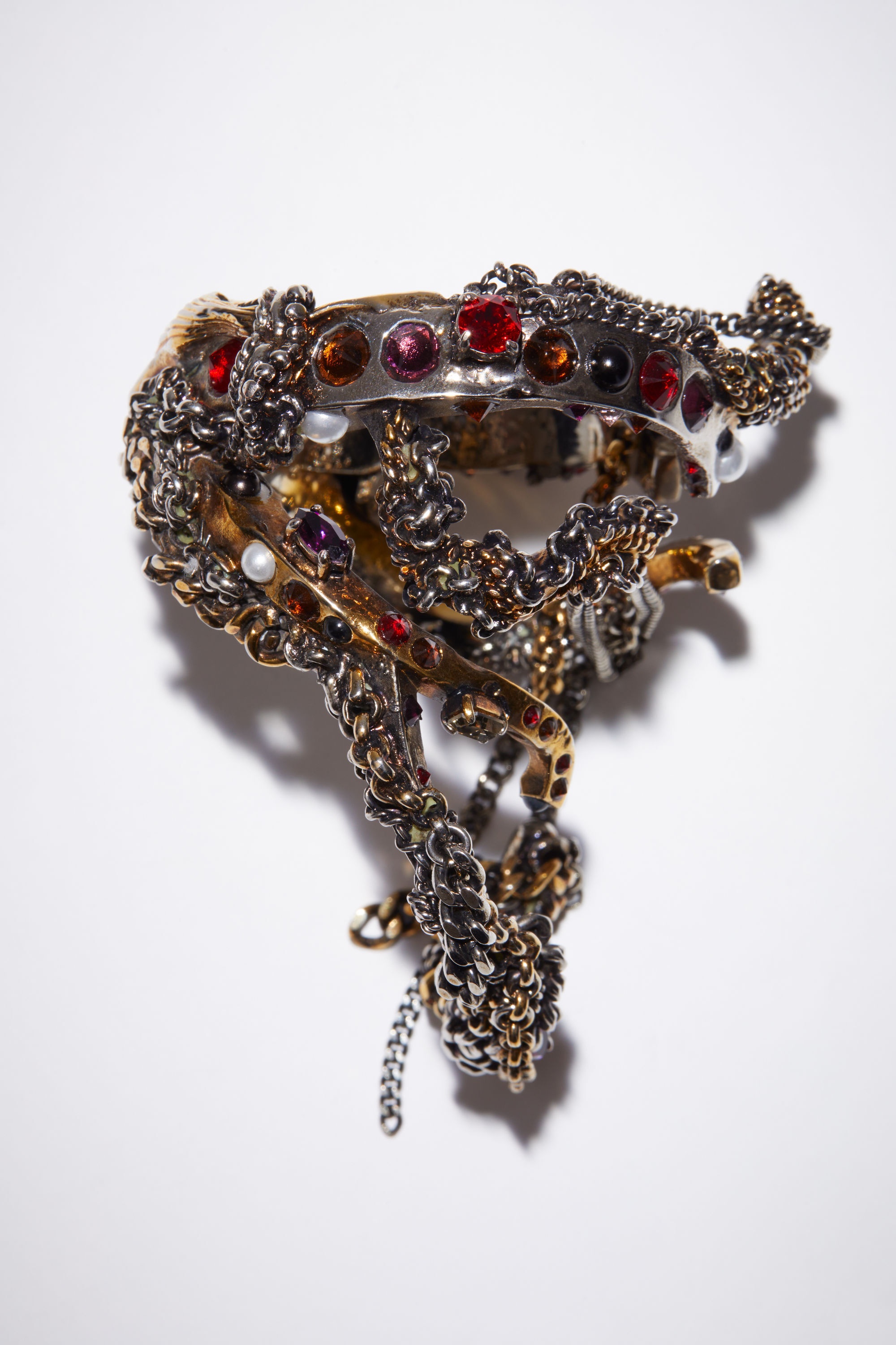 Mixed textured cuff bracelet - Antique silver/antique gold - 5