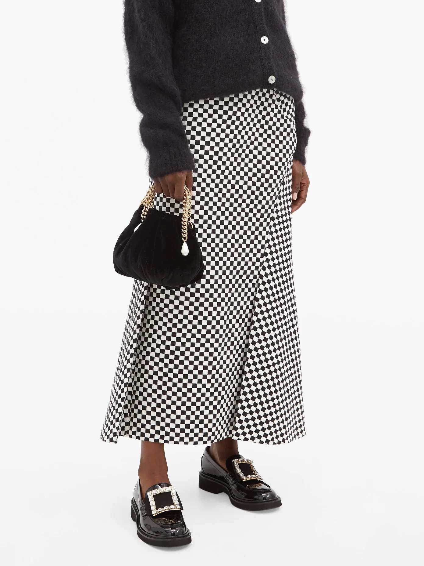 Ivetta checked bias-cut cotton-blend skirt - 6