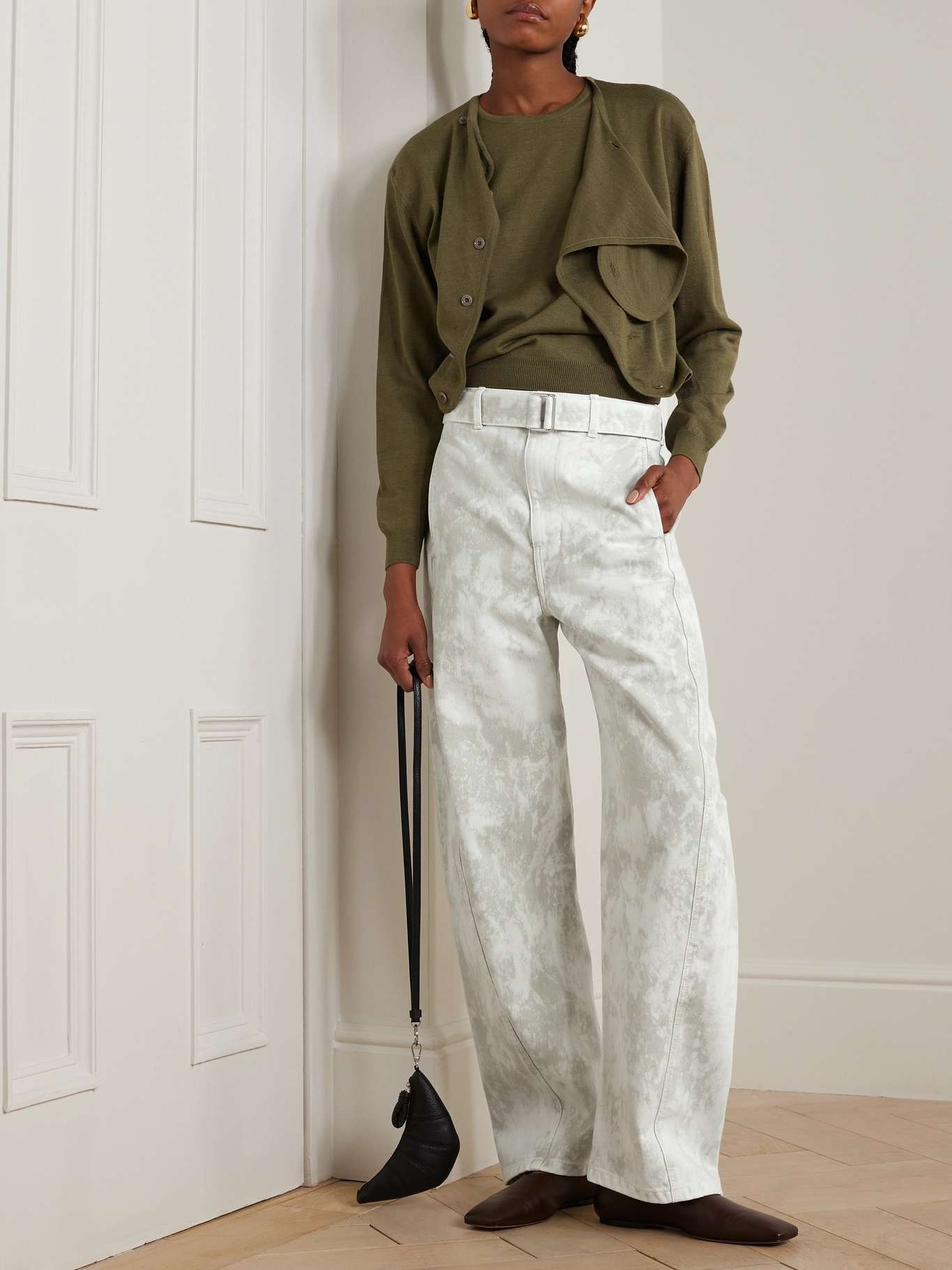 美品 LEMAIRE 23SS CROPPED BELTED PANTS 34 Lemaire Twisted Belted Pants Natural Beige
