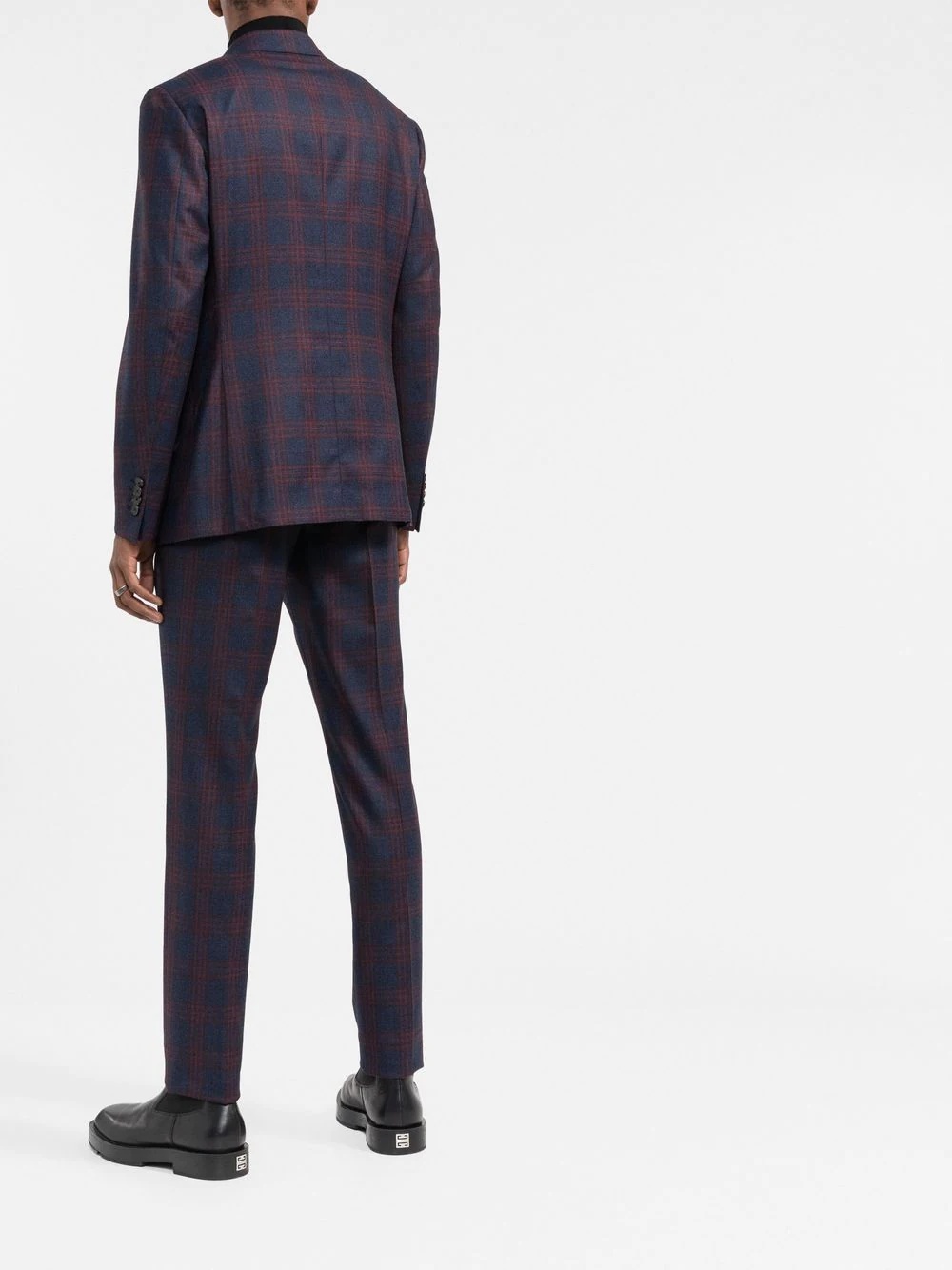 check-pattern single-breasted suit - 4