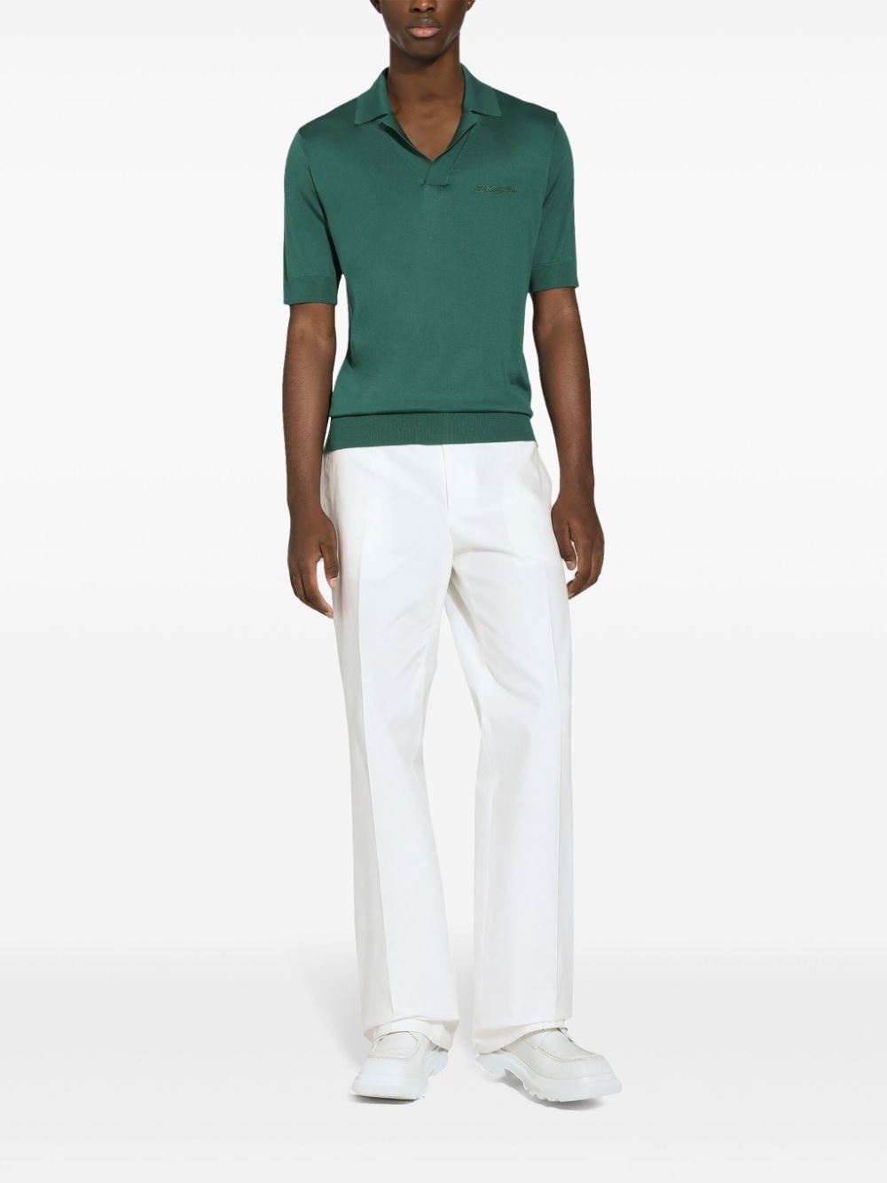 logo-embroidered silk polo shirt - 2