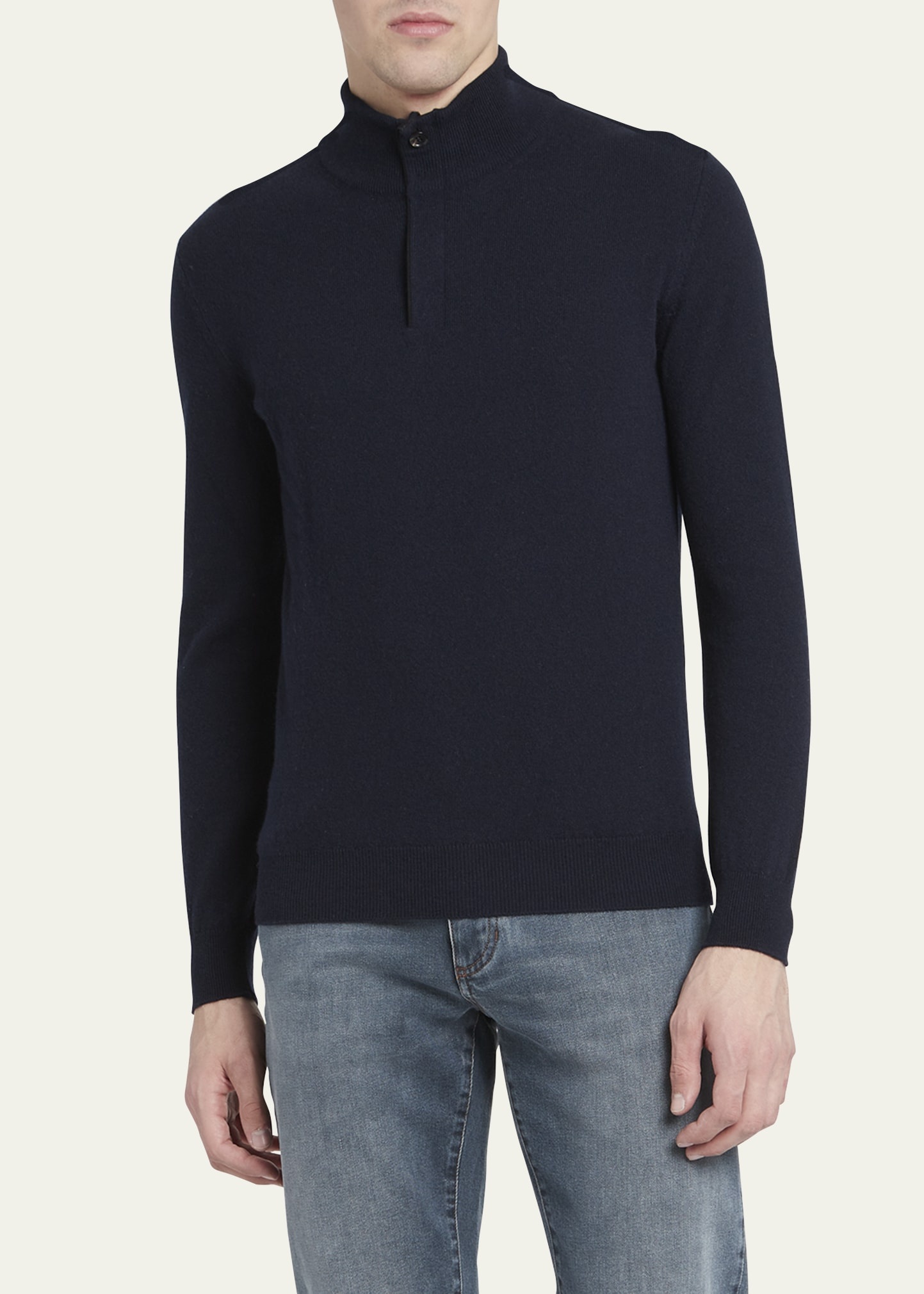 Men's Oasi Cashmere Zip Mock Neck Sweater - 2