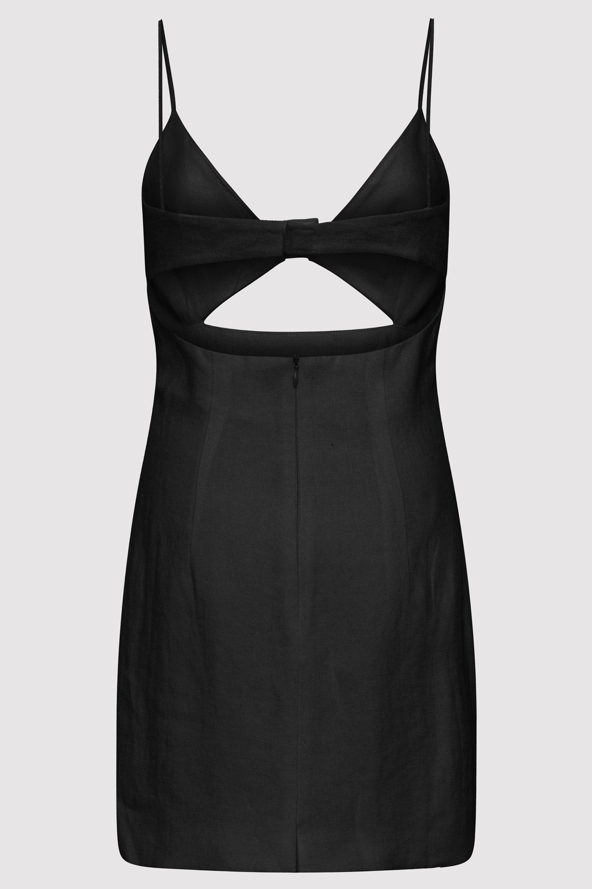 Linen Bra Mini Dress - Black - 7