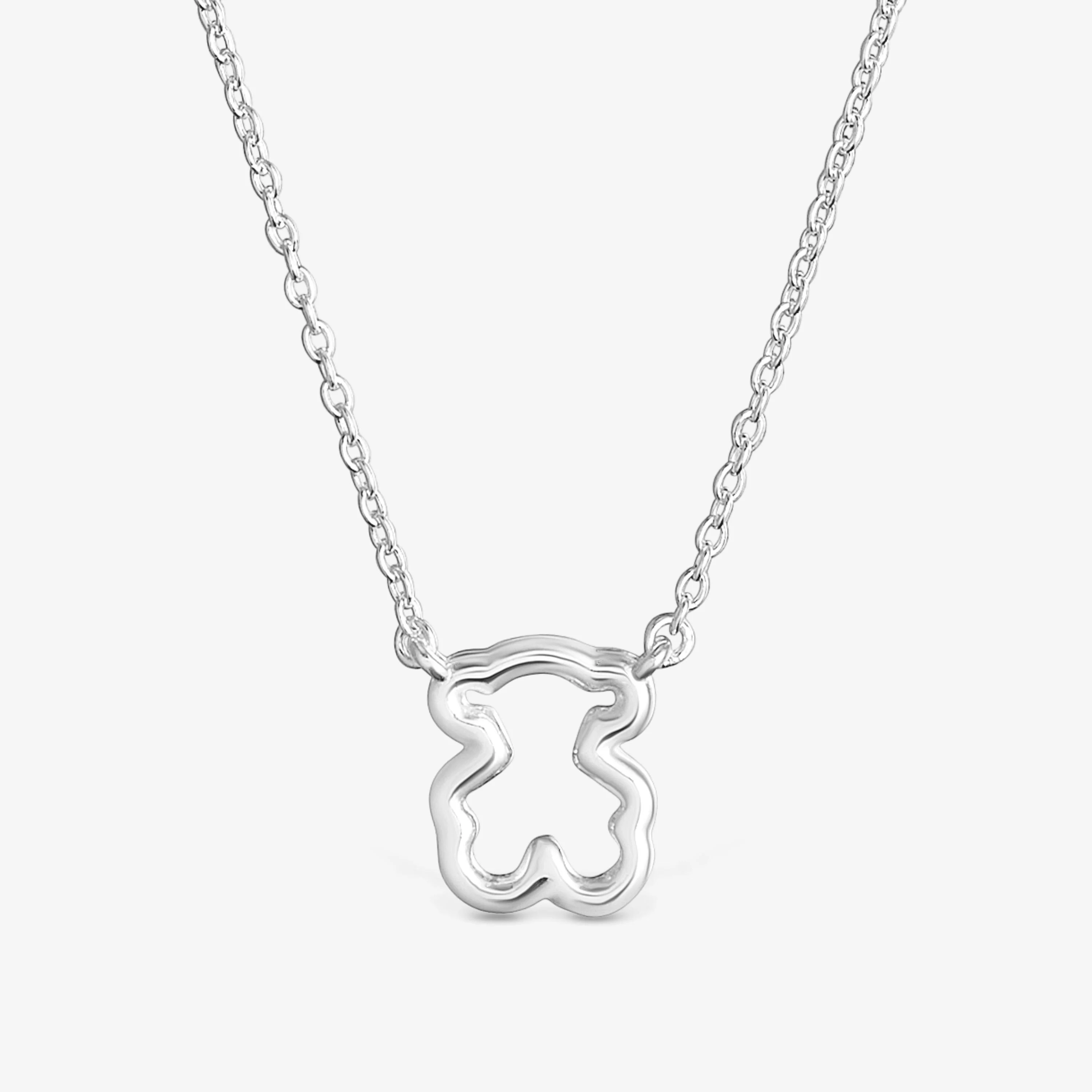 Short silver Necklace with bear motif New Silueta - 1