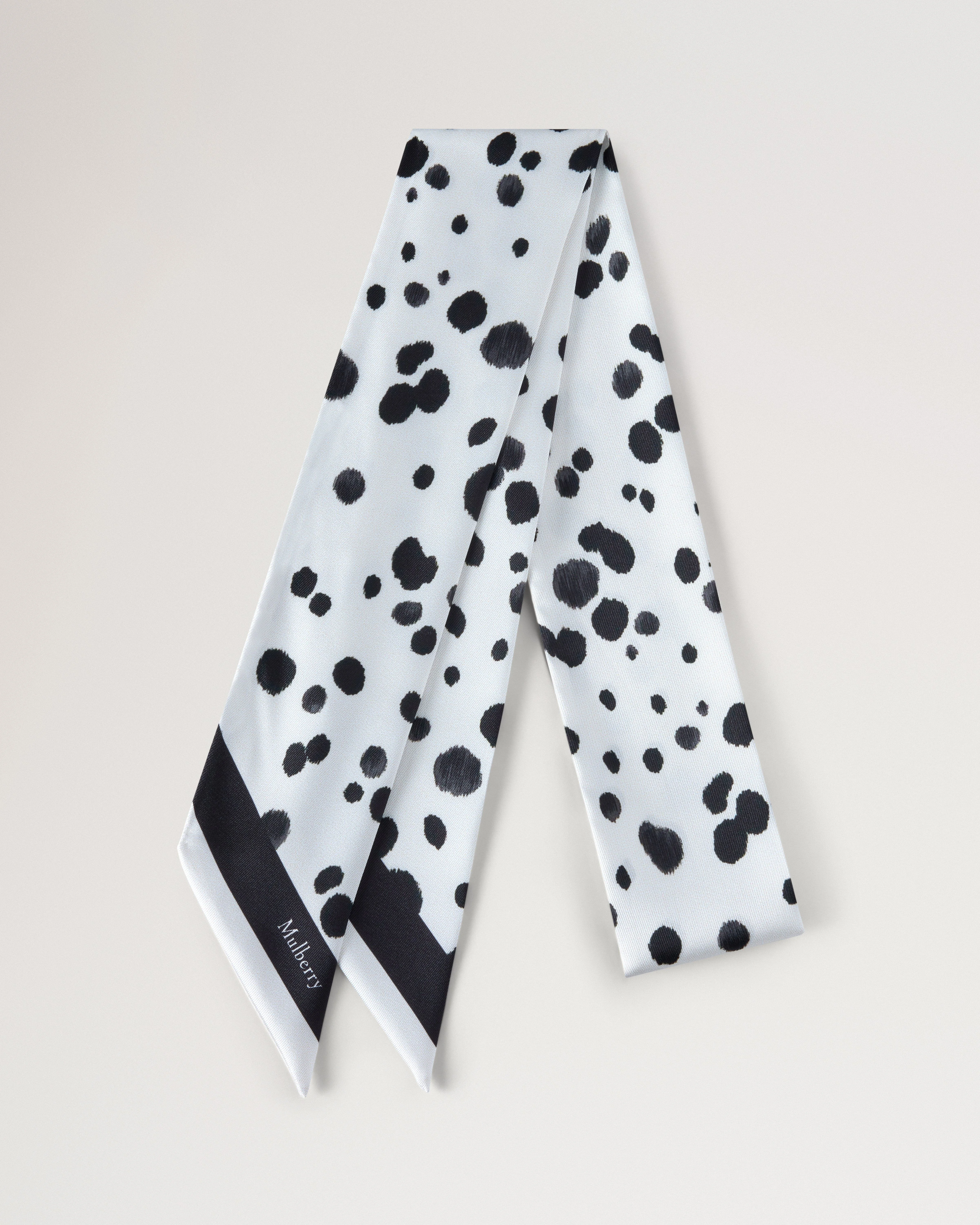 Skinny Scarf - Dalmatian Black & Ecru Recycled Polyester - 1