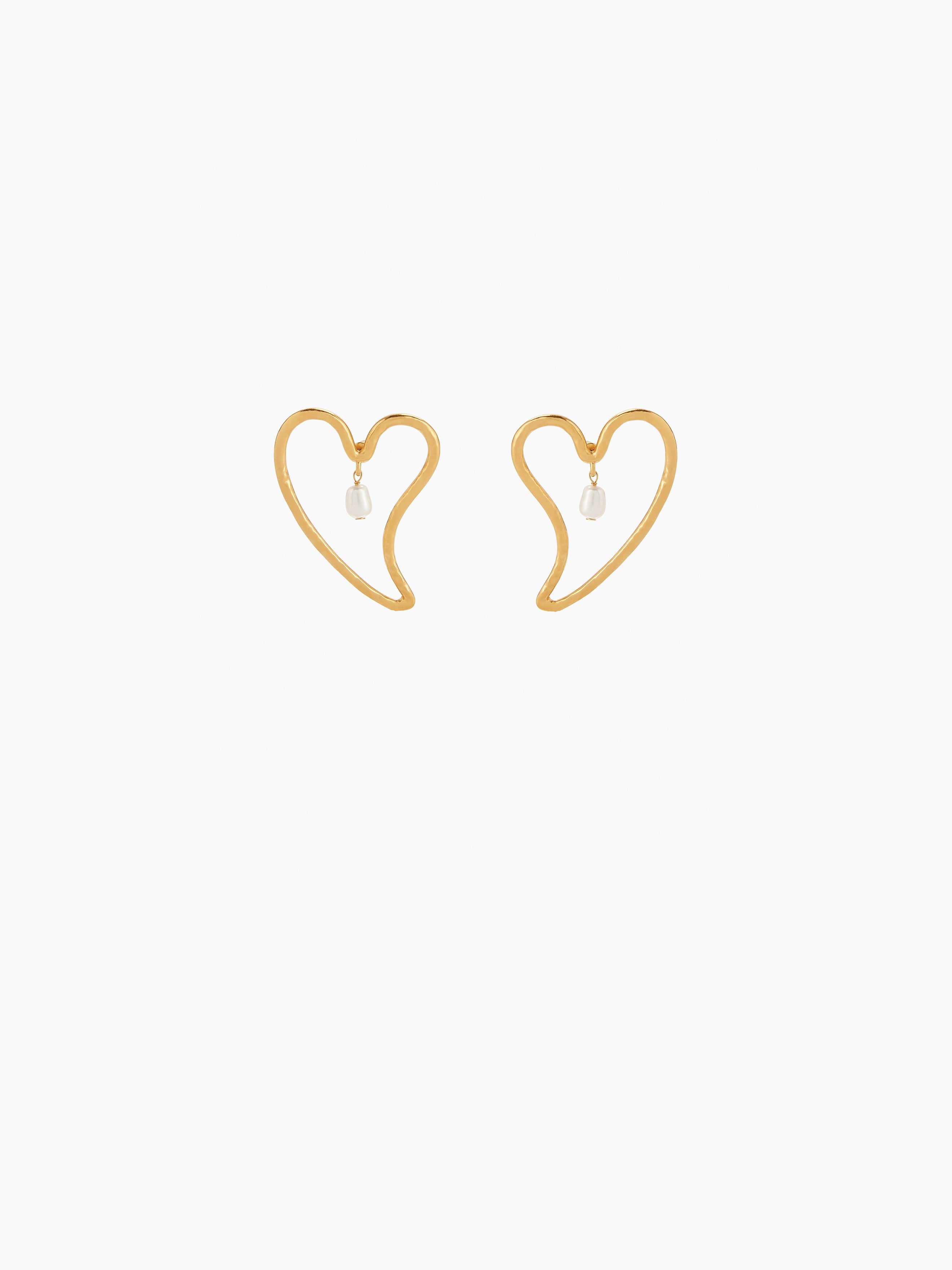THIN HEART & PEARLS EARRINGS - 1