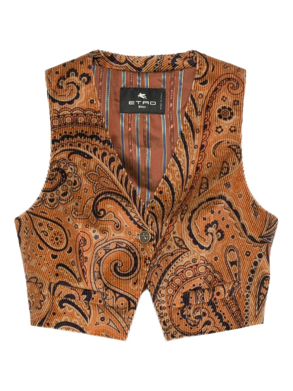 paisley-pattern corduroy waistcoat - 1