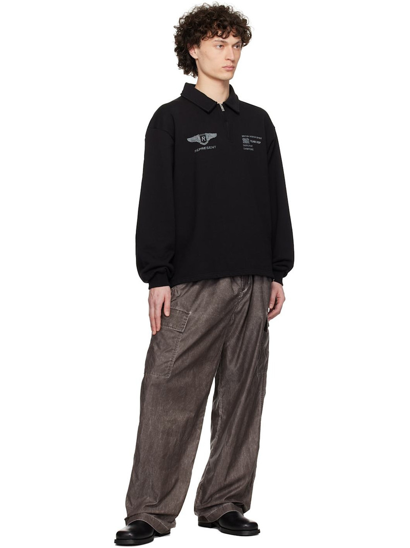 REPRESENT Black 'Team Rep' Quarter Zip Sweatshirt outlook