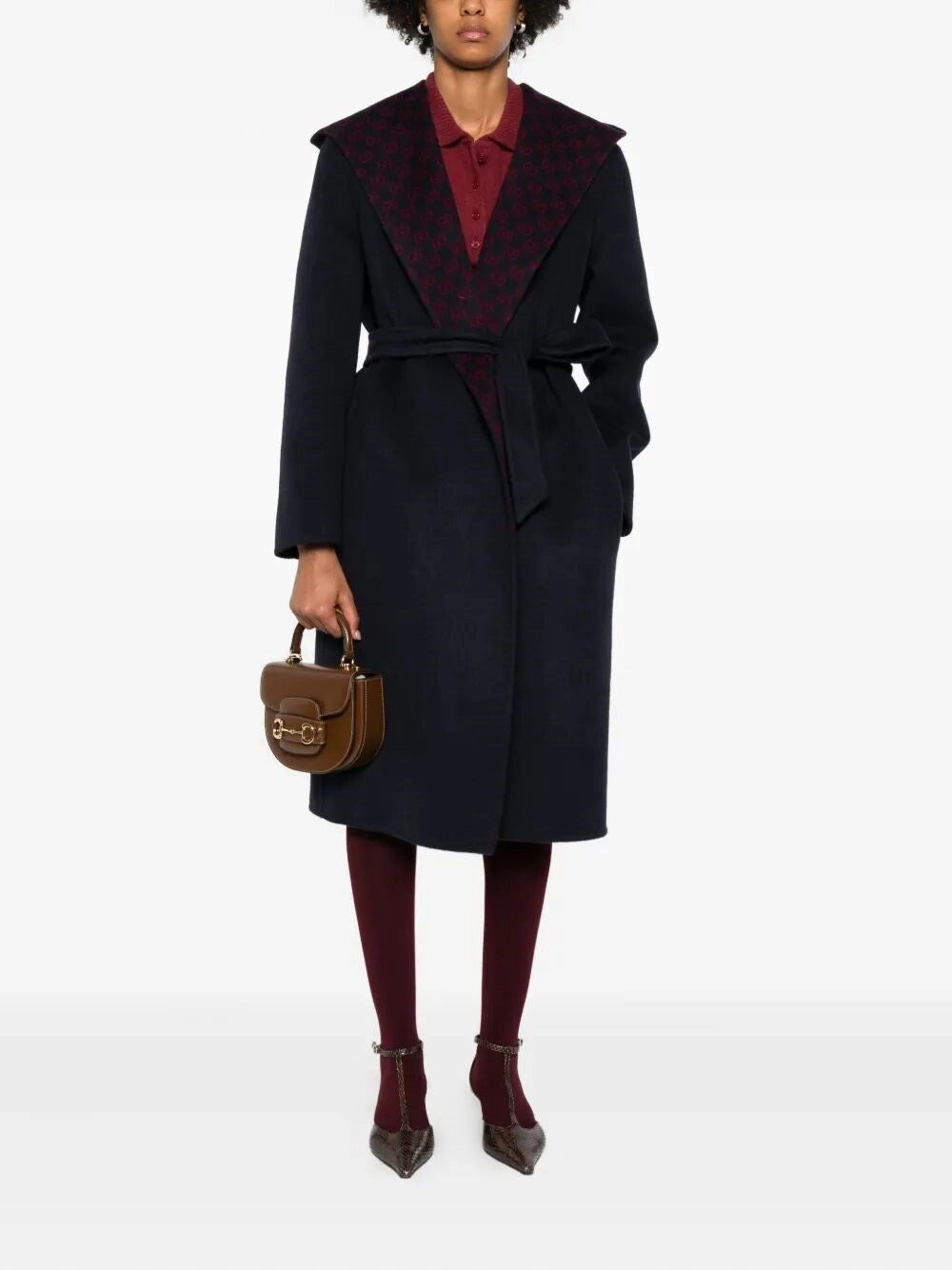Gucci Women Reversible `Gg` Silk Wool Blend Coat - 2