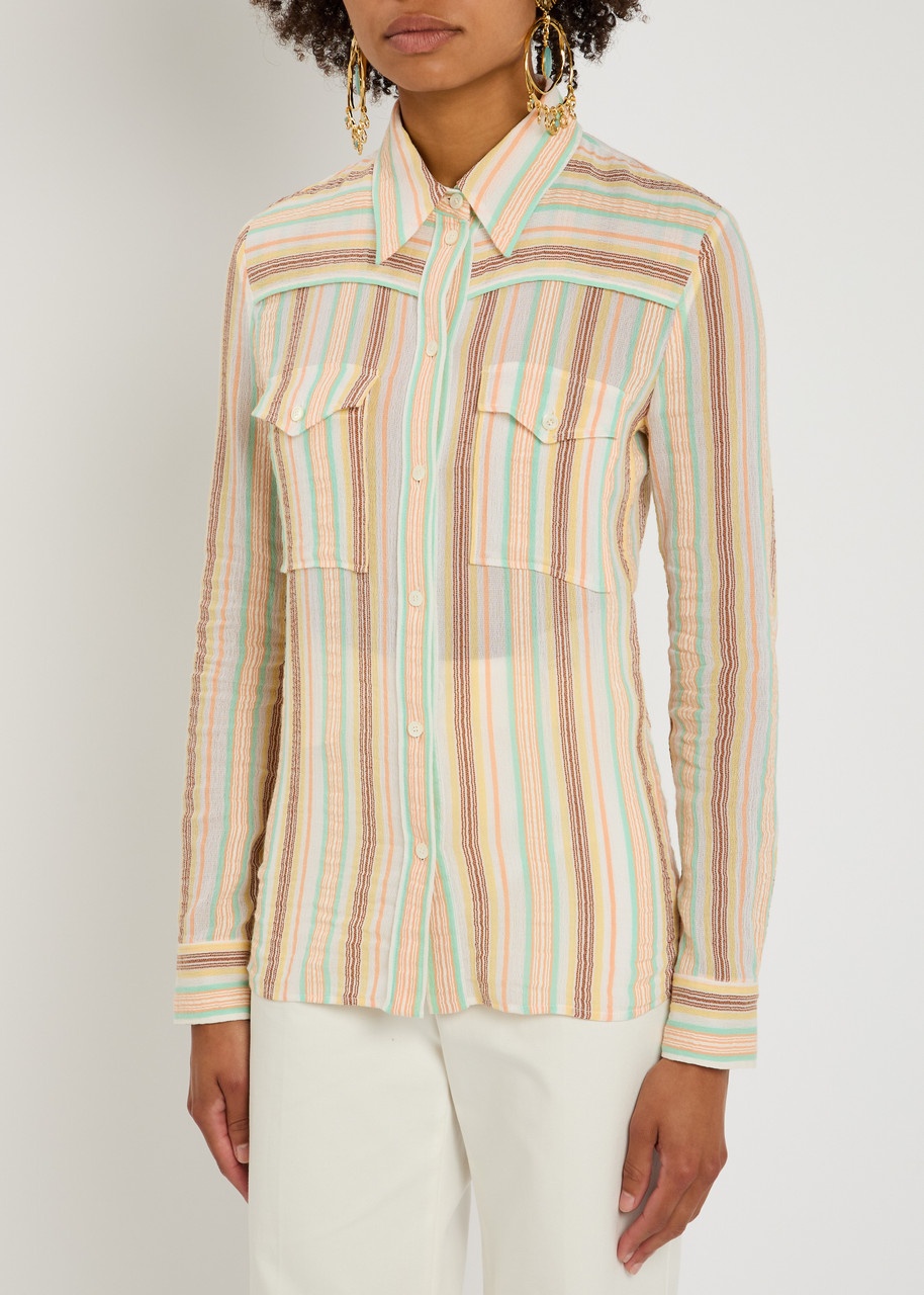 Chloe Striped-jacquard Cotton Shirt - 2