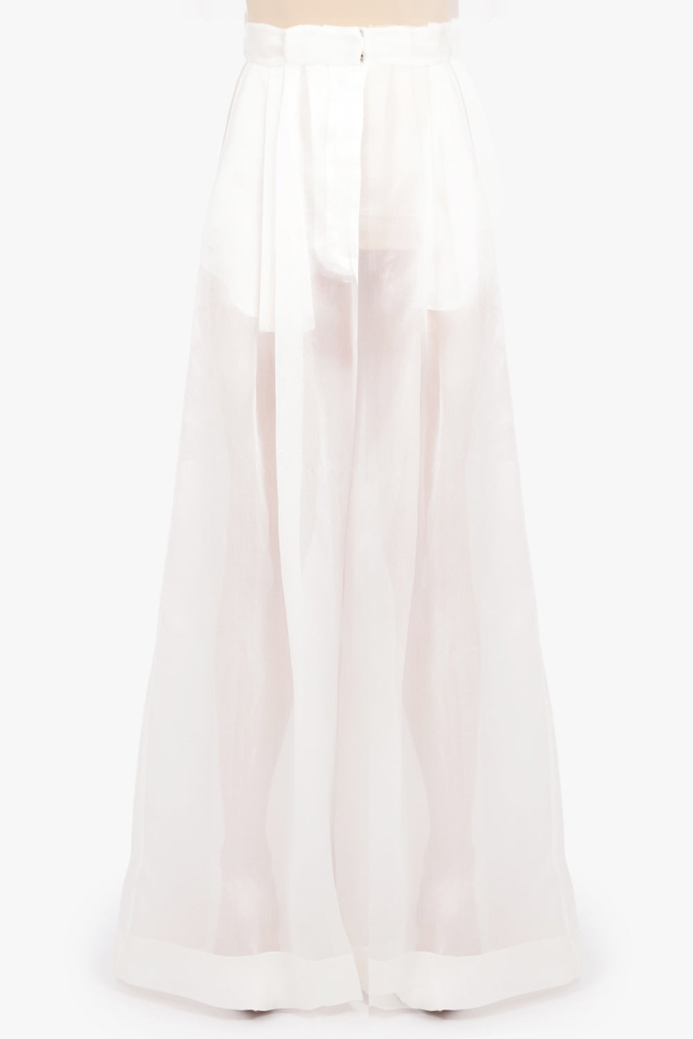 SHEER WIDE LEG EXTRA LONG PANT | WHITE - 3