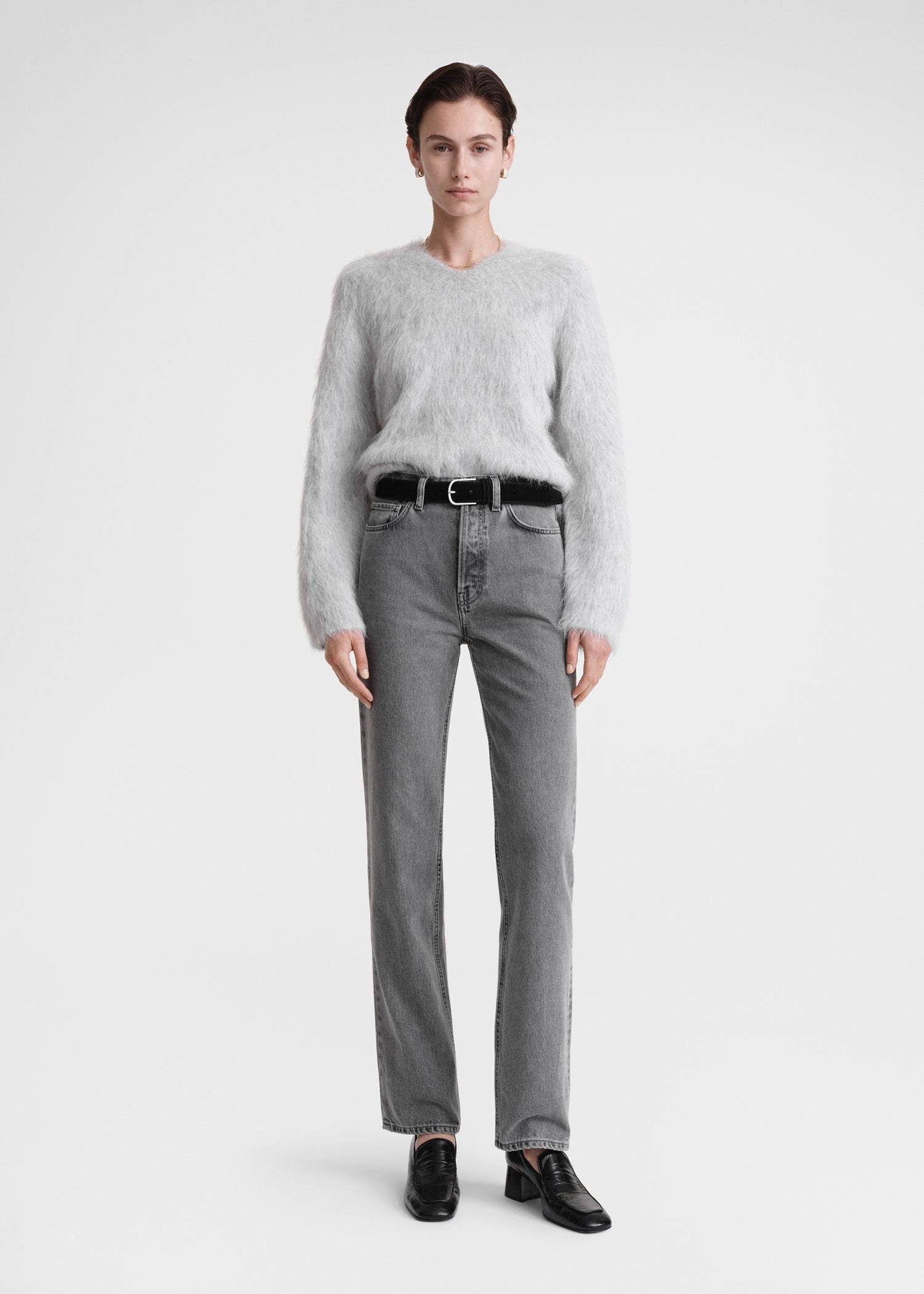 Petite alpaca-blend knit light grey melange - 2