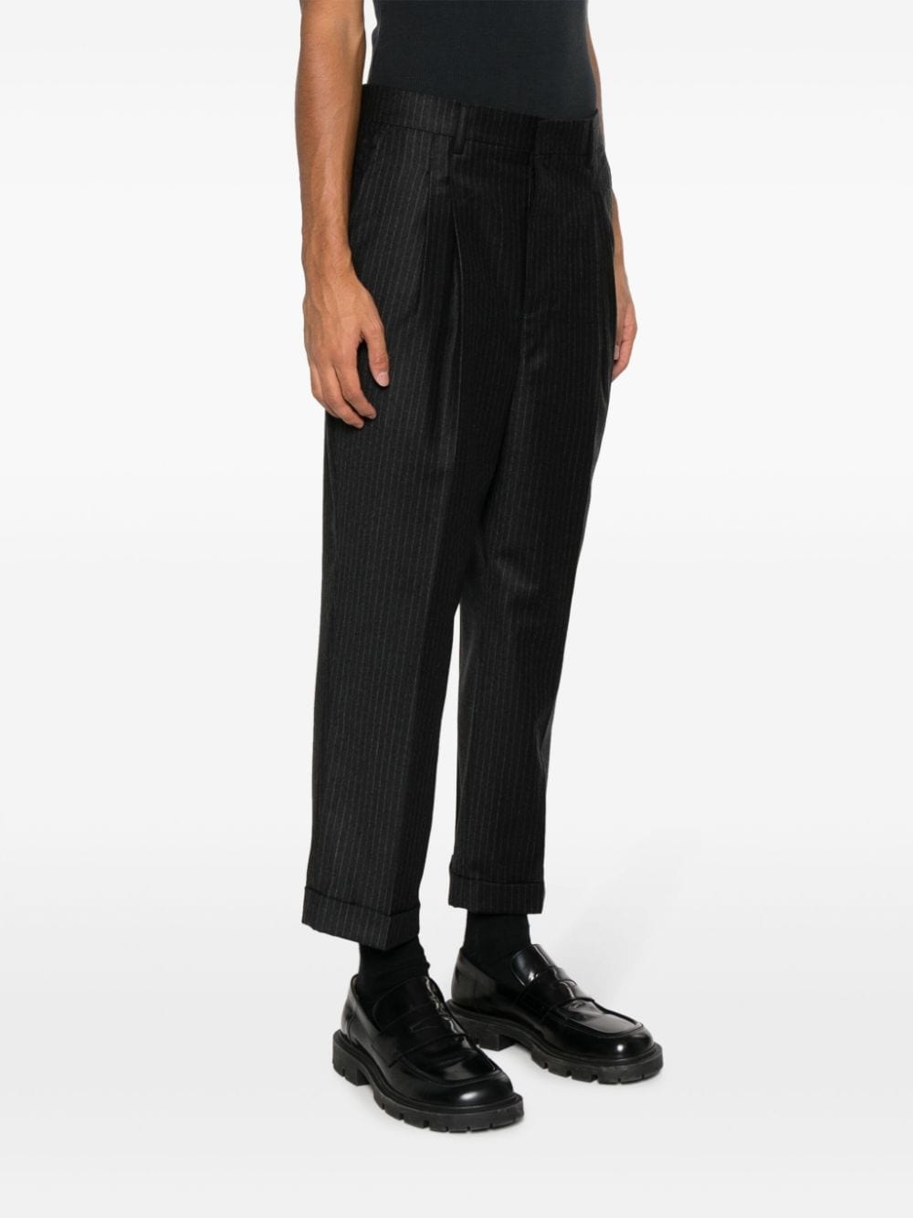 pinstriped tailored cropped trousers - 3