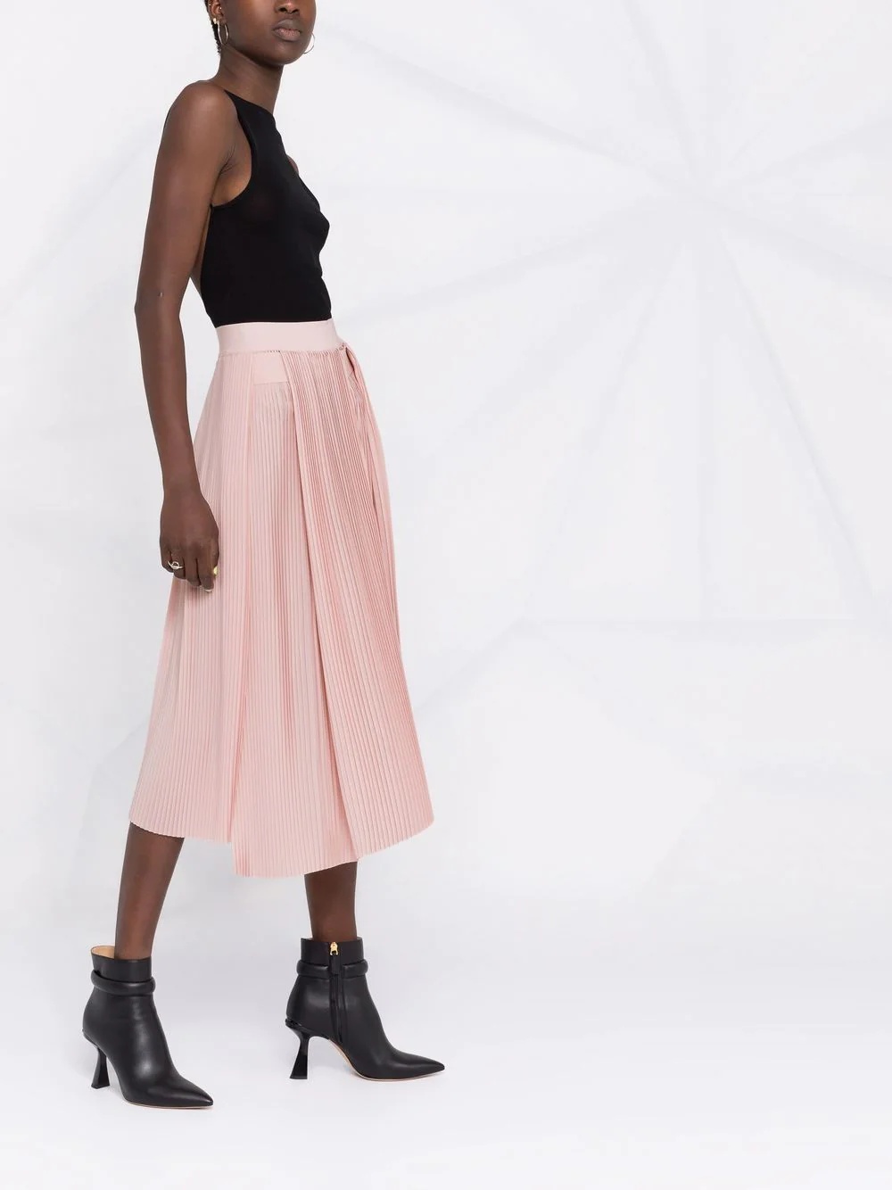 asymmetric pleated midi skirt - 6